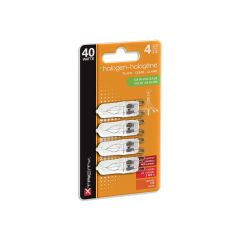 Ampoule halogène, T4 JCD, blanc doux, 40 W, 4/pqt