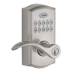 Poignée bec-de-cane et pêne dormant électronique, commerciale SmartCode 10, nickel satiné