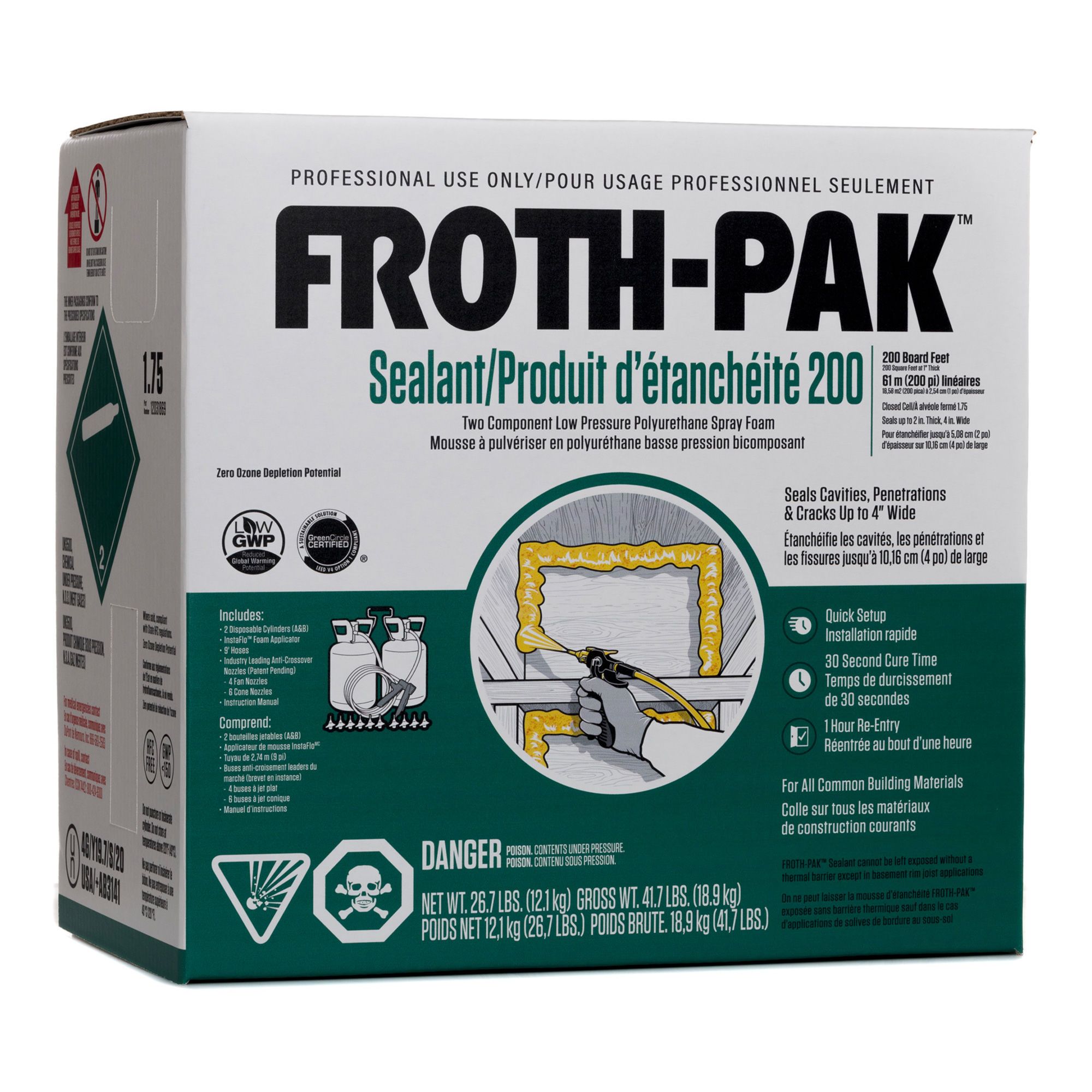 Trousse d'étanchéité FROTH PAK couv. 200 pi² .