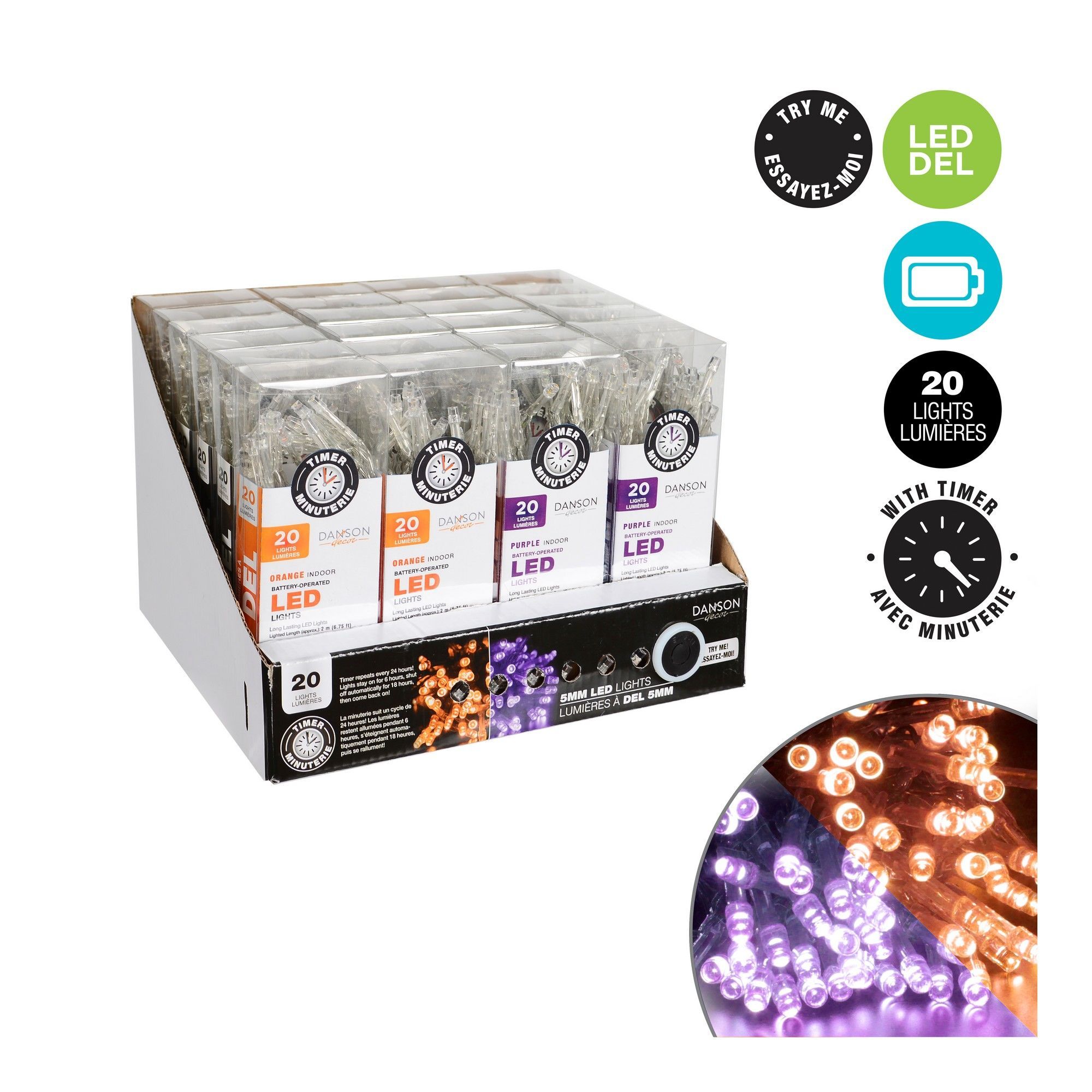 Jeu de 20 lumières DEL 5 mm avec minuterie (vendu en magasin seulement)