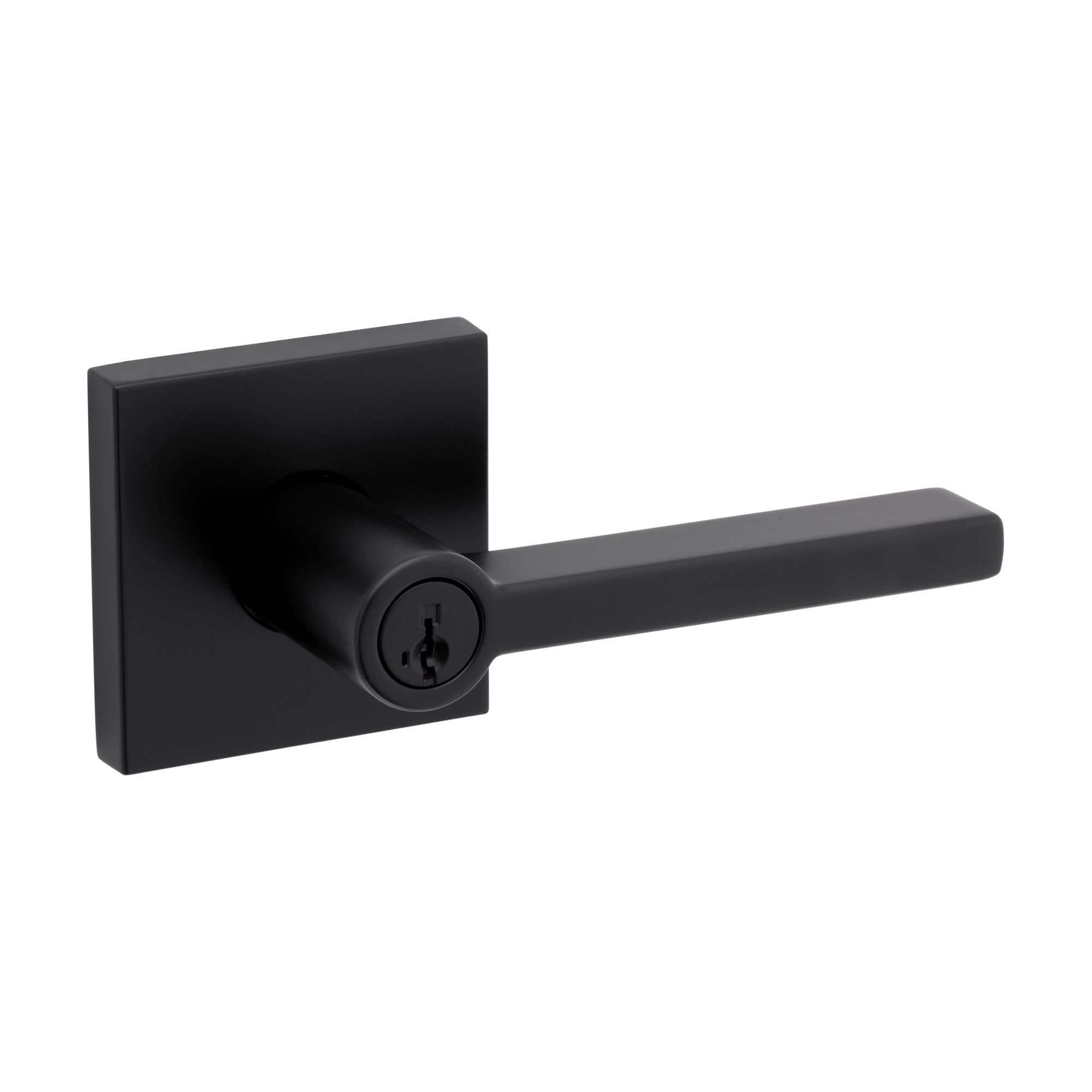 Halifax Square Rose Keyed Entry Levers - Matte Black from WEISER | BMR