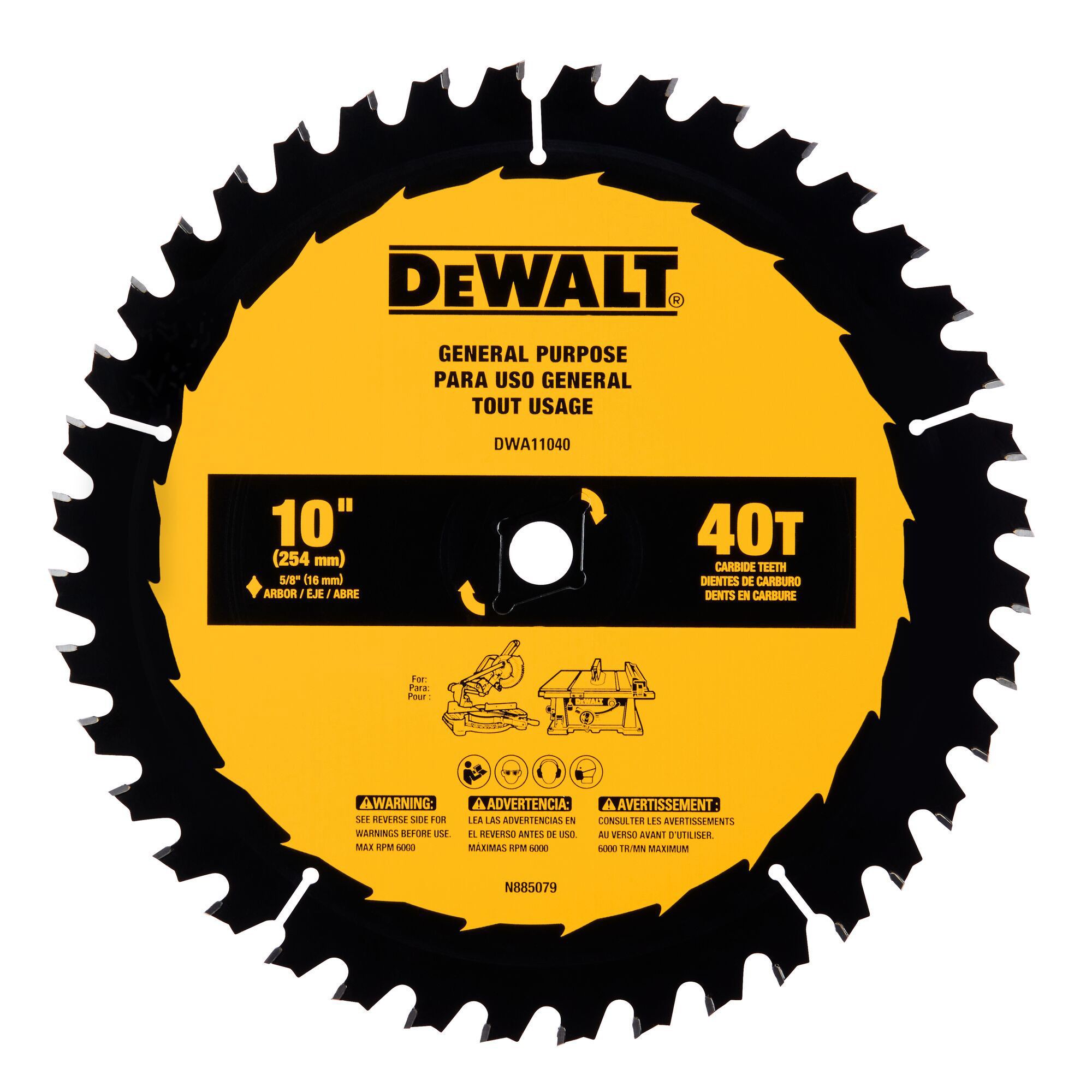 Lame de scie circulaire tout usage 10"(254 MM), 40 Dents au Carbure