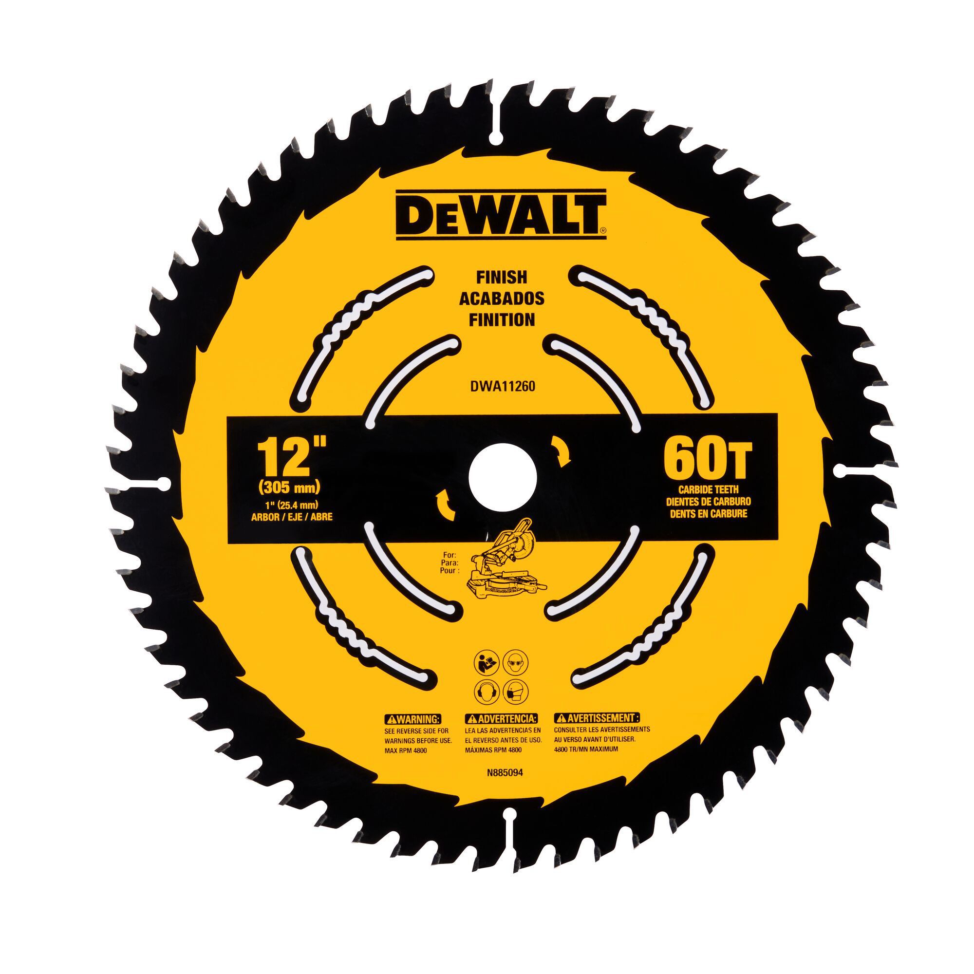 Lame de scie circulaire pour finition 12"(304 MM), 60 Dents au Carbure