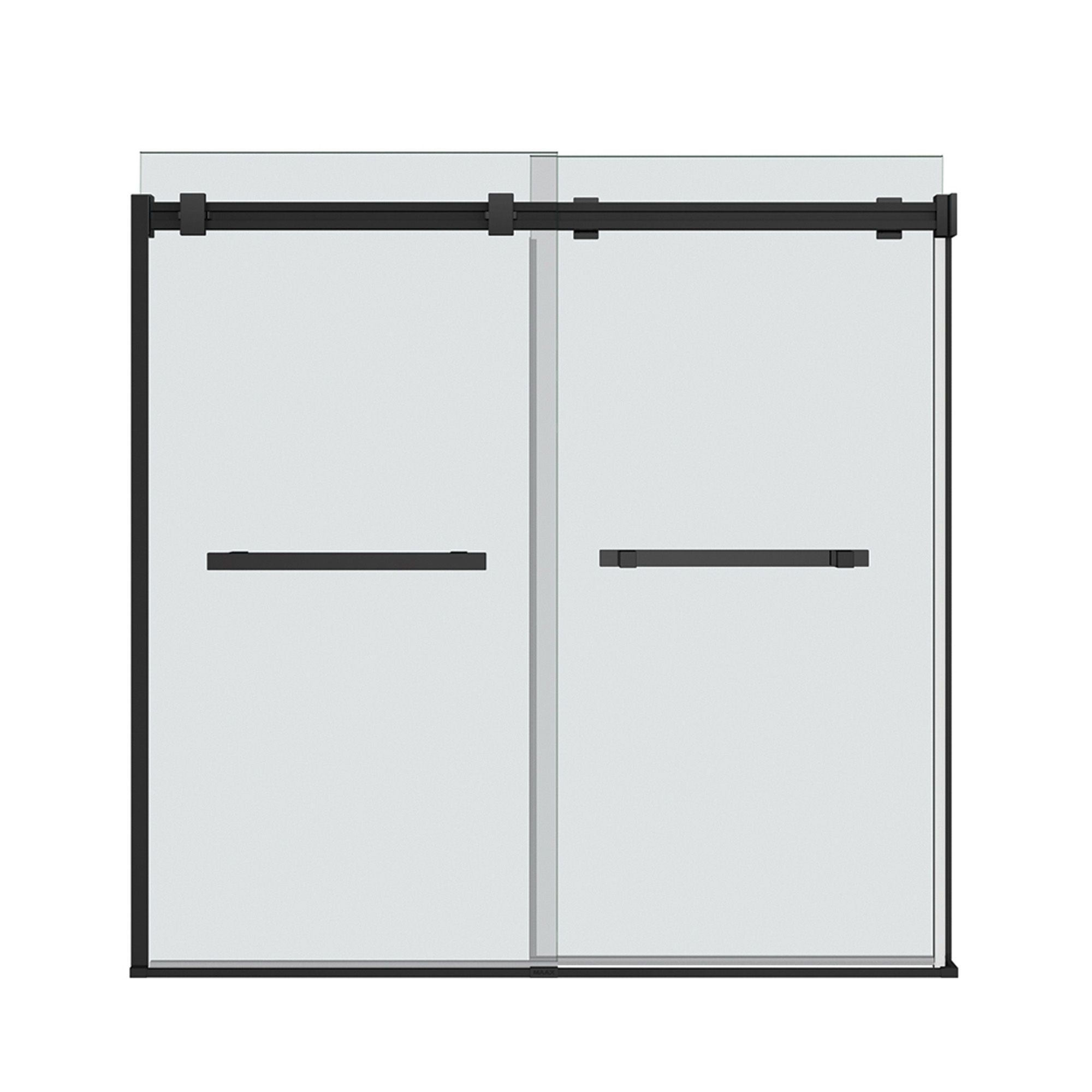 Porte de baignoire coulissante, Duel, 56-59" x 55 1/2-59", verre clair, noir mat