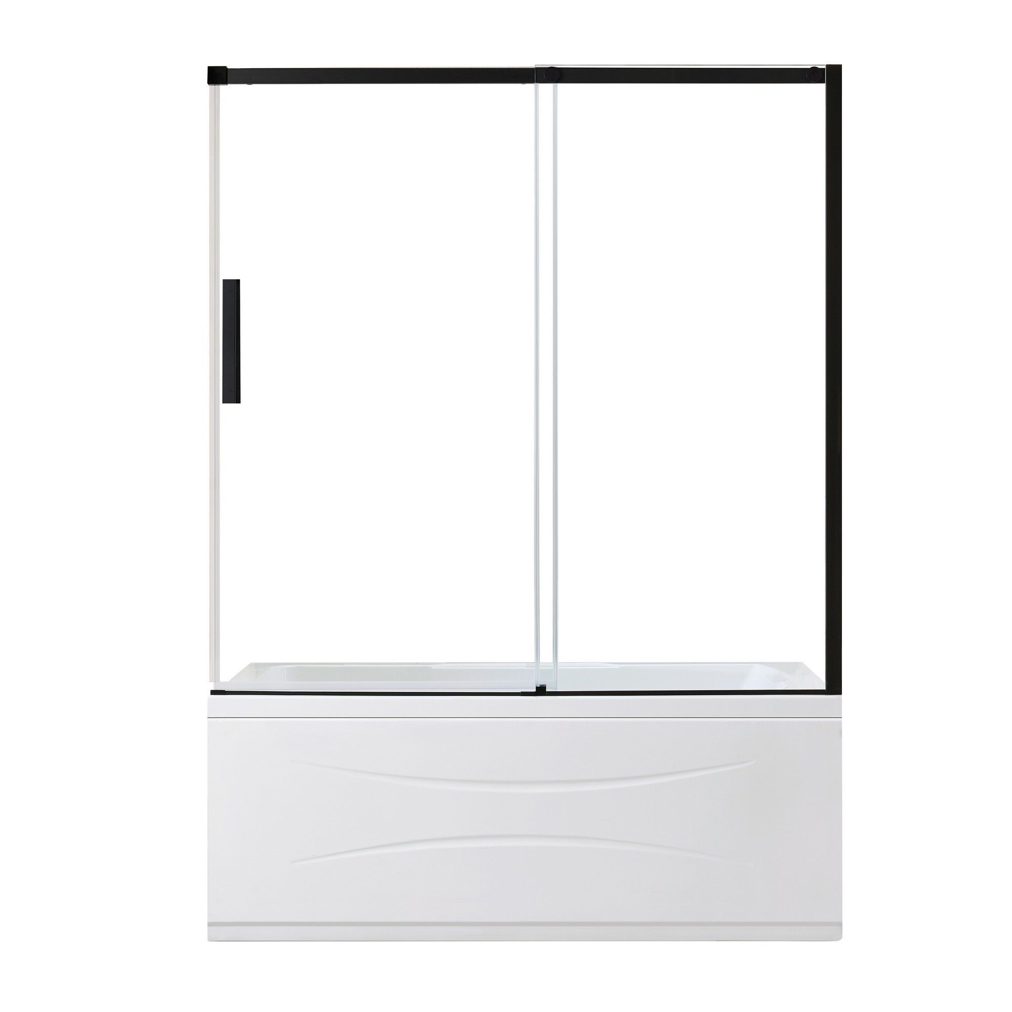 Porte de bain coulissante, Camilla, 60" x 78,74", verre, noir mat