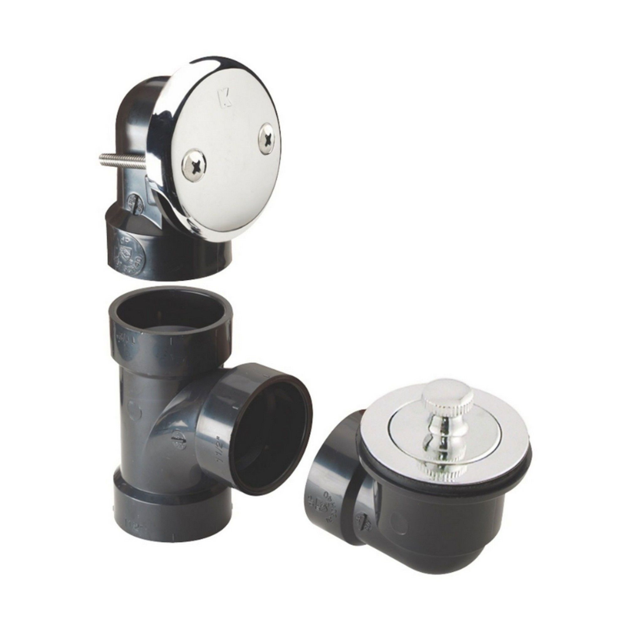 Trop-plein de bain ABS avec bouchon lever et tourner, chrome