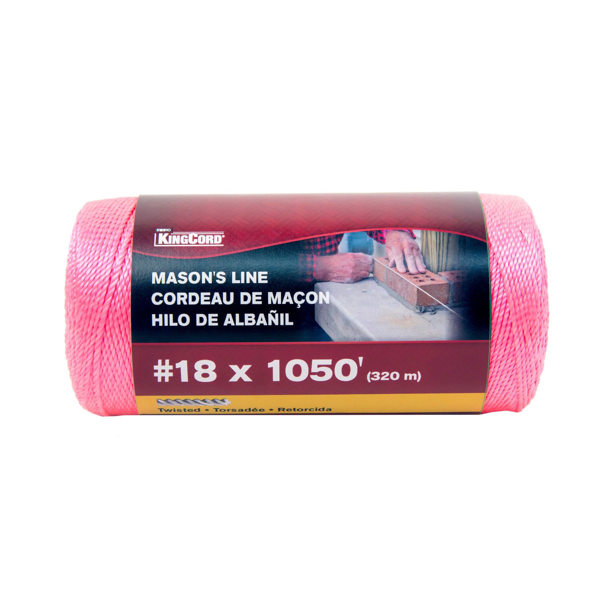 Cordeau pour maçonnerie de polypropylène torsadé, bobine, rose, #18 x 1 050'