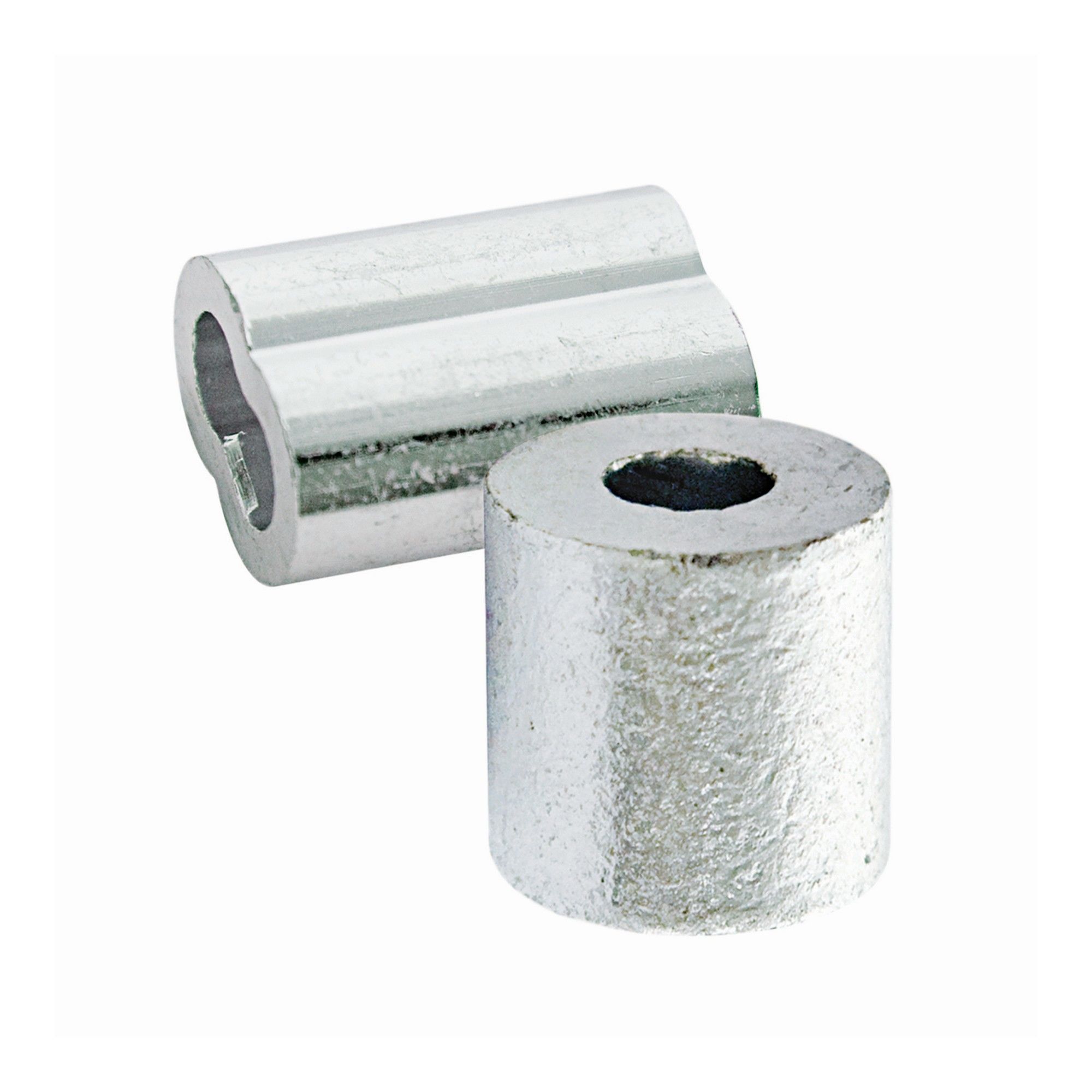Manchon et butée pour câble, fini aluminium, 3/32"