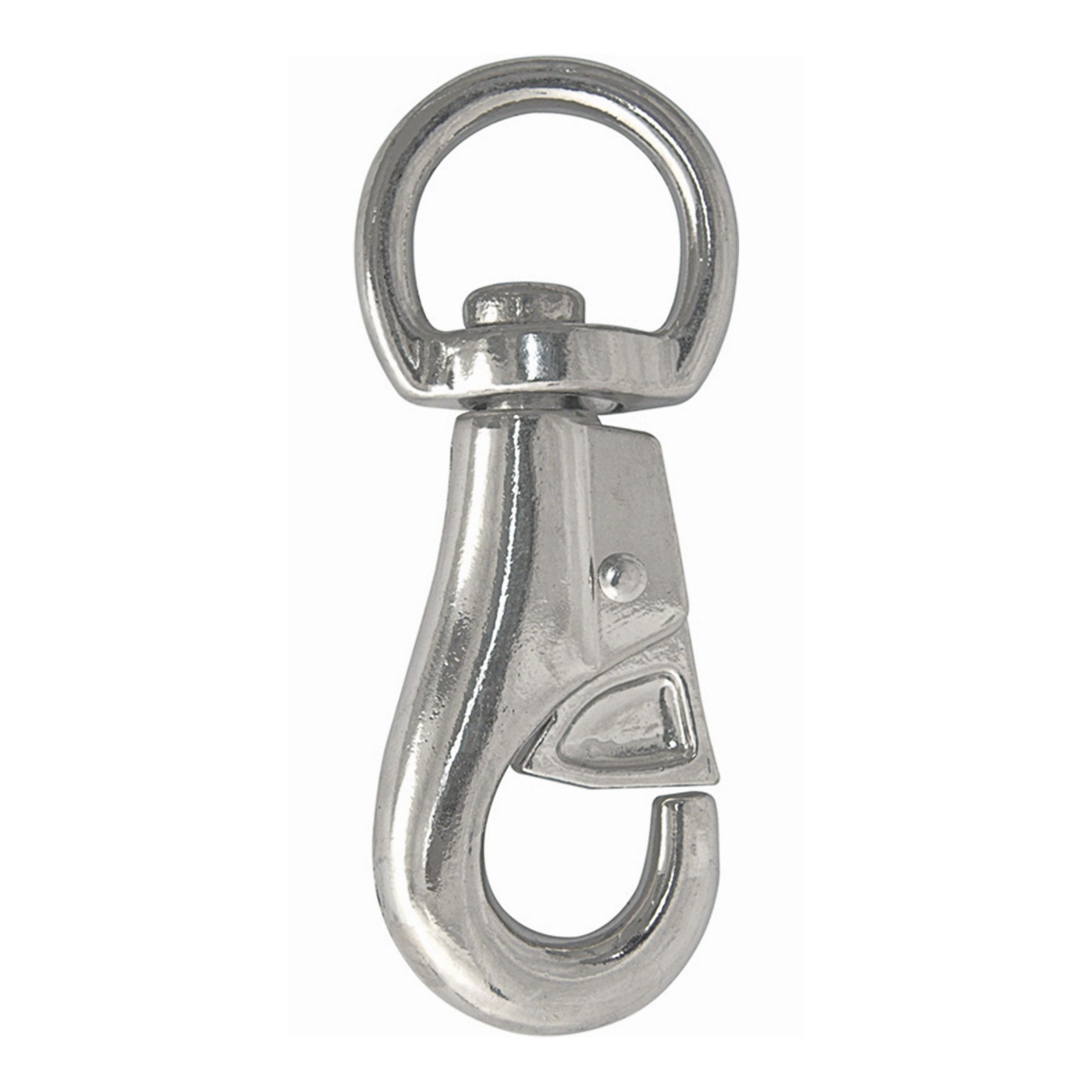 Mousqueton de sécurité à oeillet émerillon, fini nickel, 1" x 4"