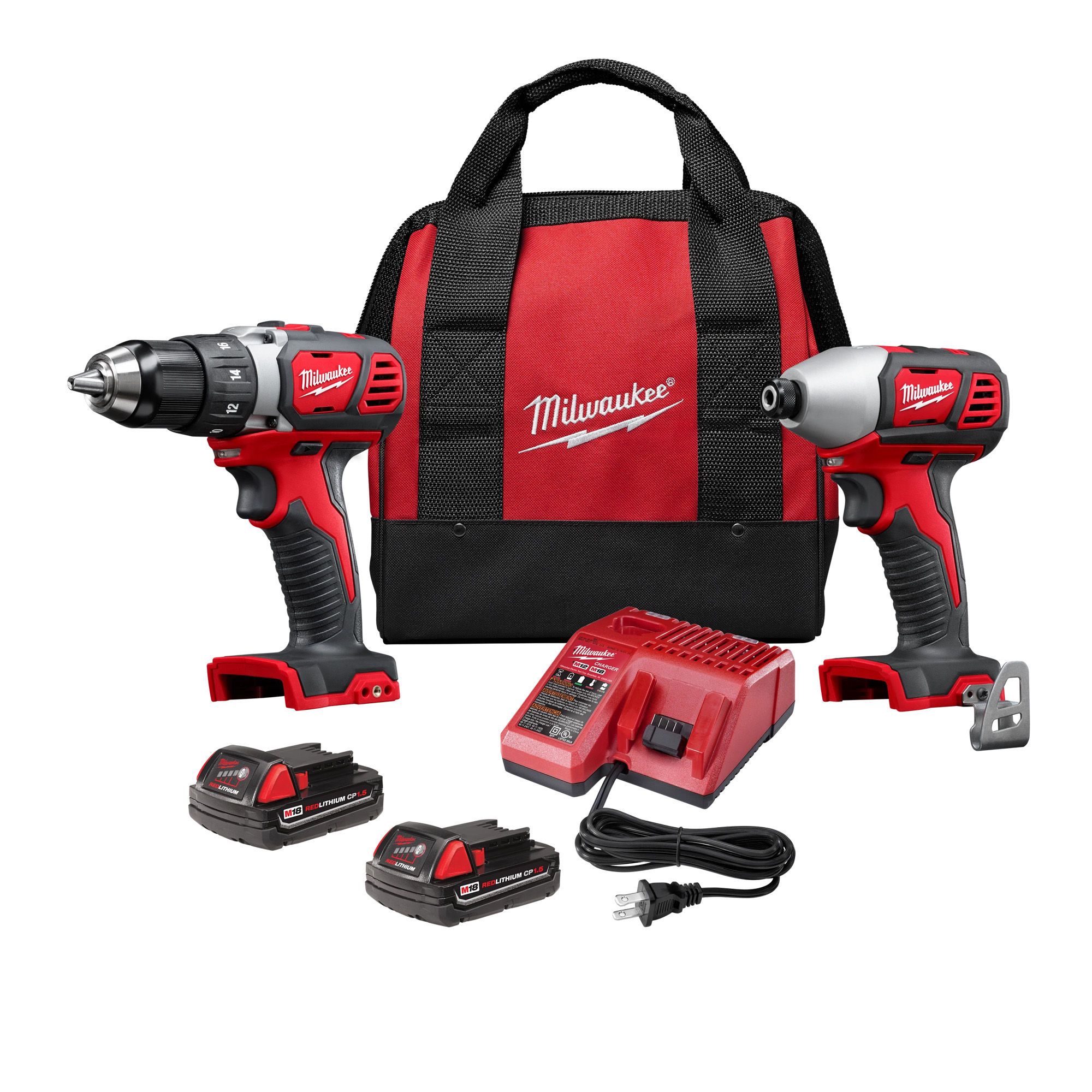 Ensemble perceuse-visseuse compacte/visseuse à chocs M18, lithium-ion, 18 V