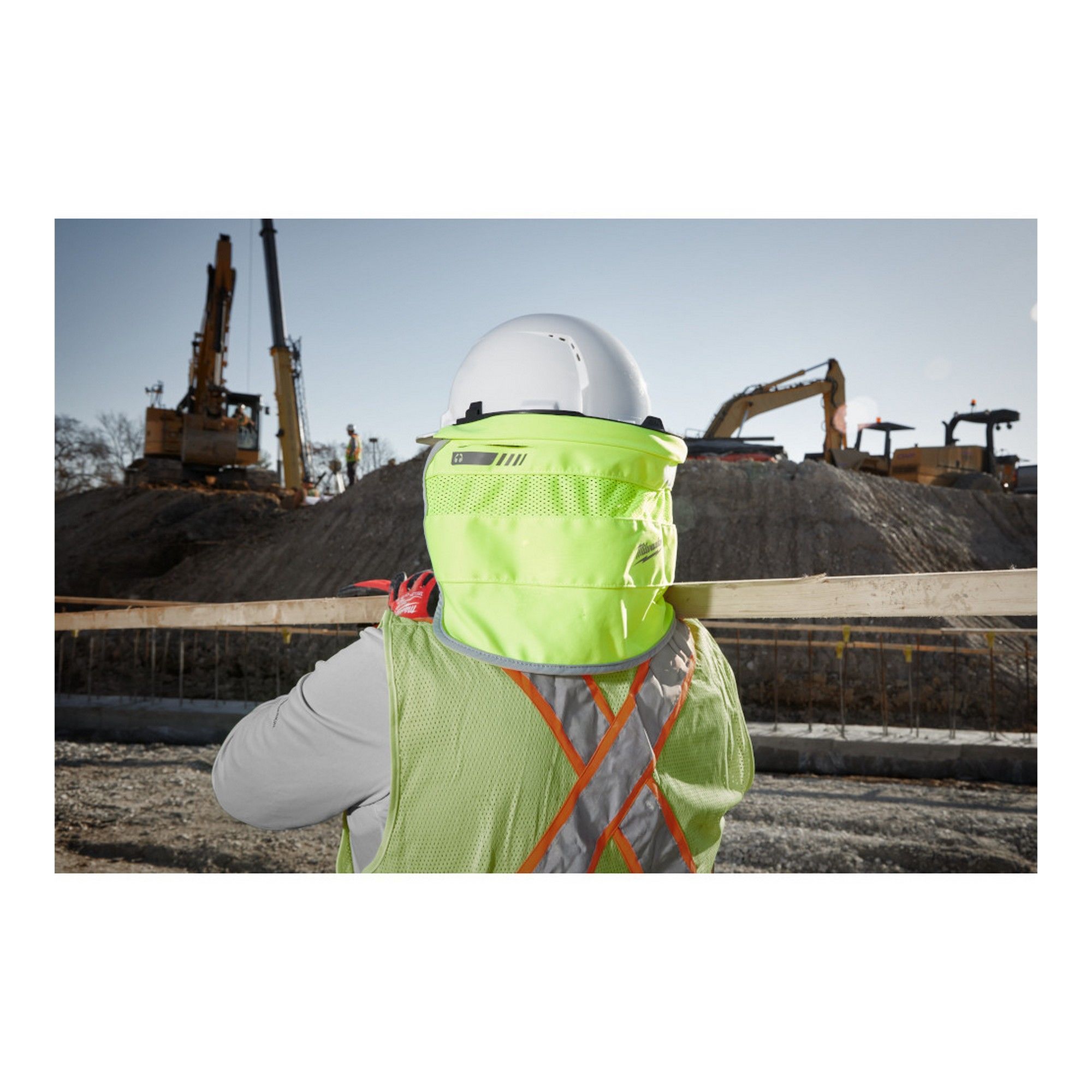 Casque Chantier Pare-soleil Pour Casque De Chantier - Visière Et Protège- nuque En Maille, Haute Visibilité, Réfléchissant
