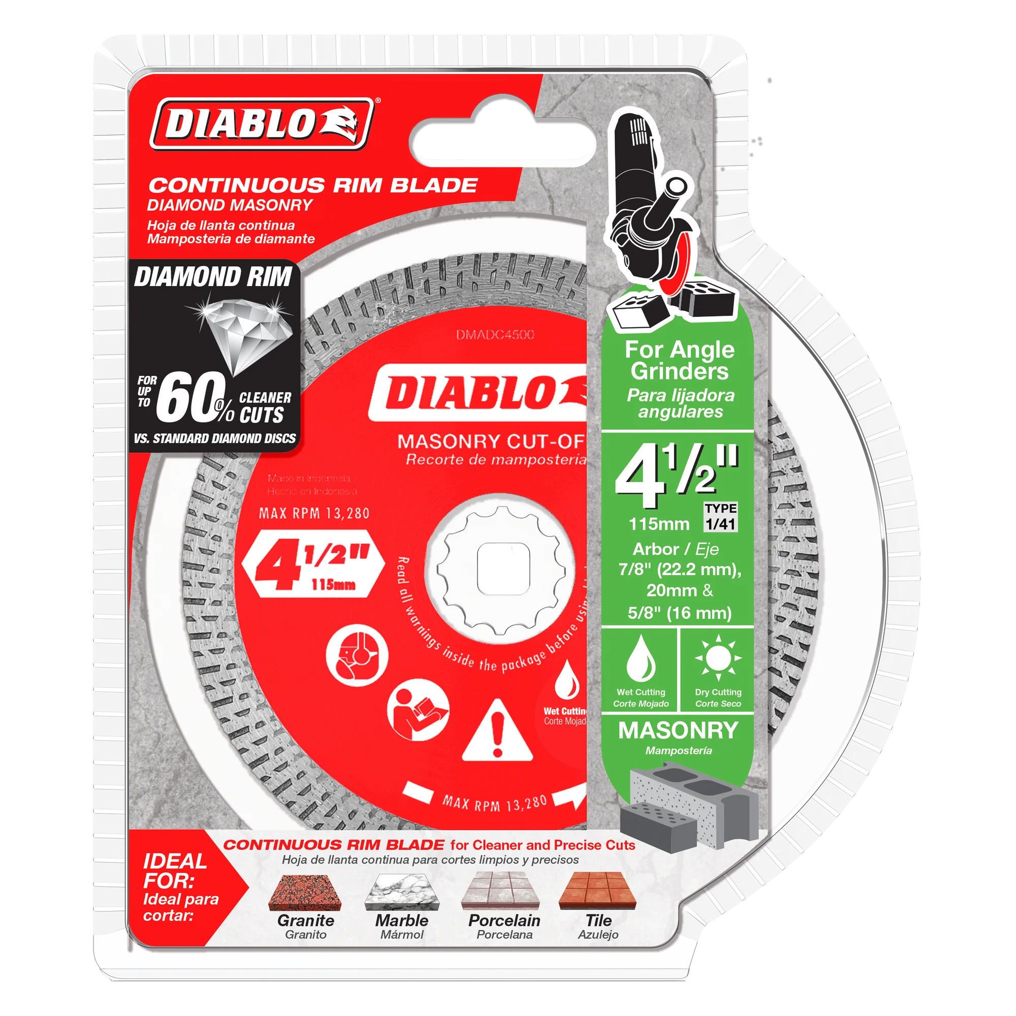 Disc Off Rims Diamond Continuous Rim Cut-Off Disc for Masonry - 4 1/2