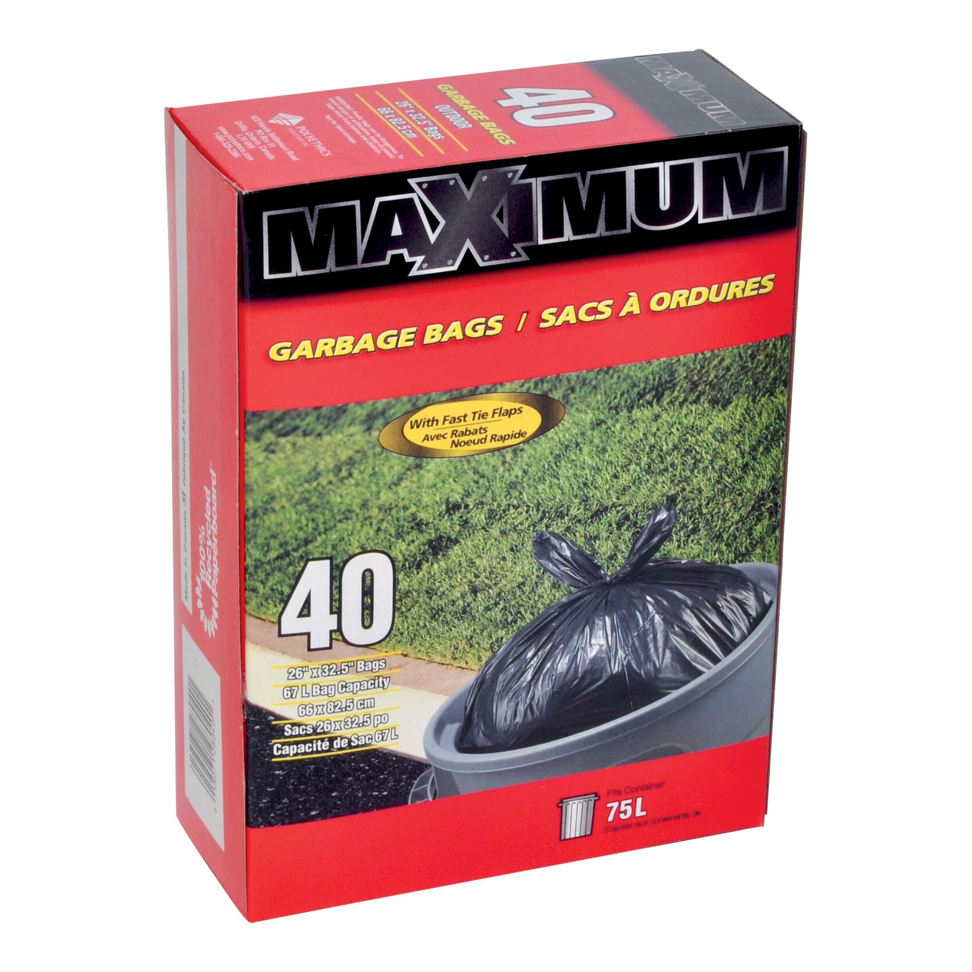 Sac à ordure, noir, 40/pqt