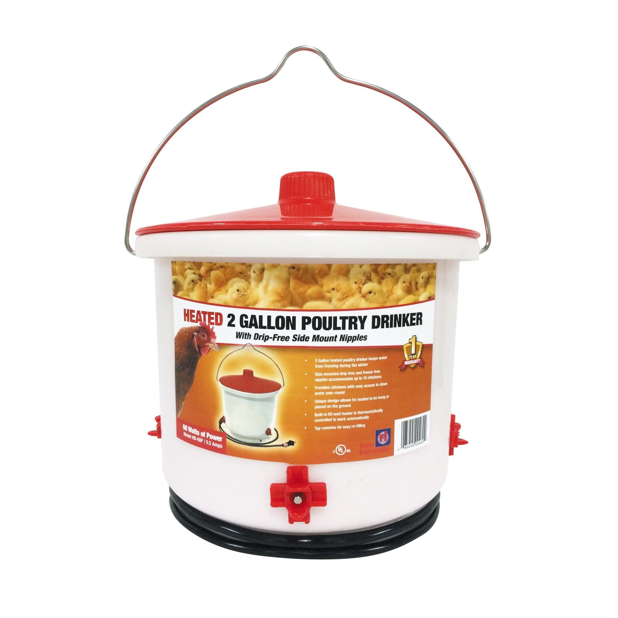 Abreuvoir de volaille chauffé, 2 gal