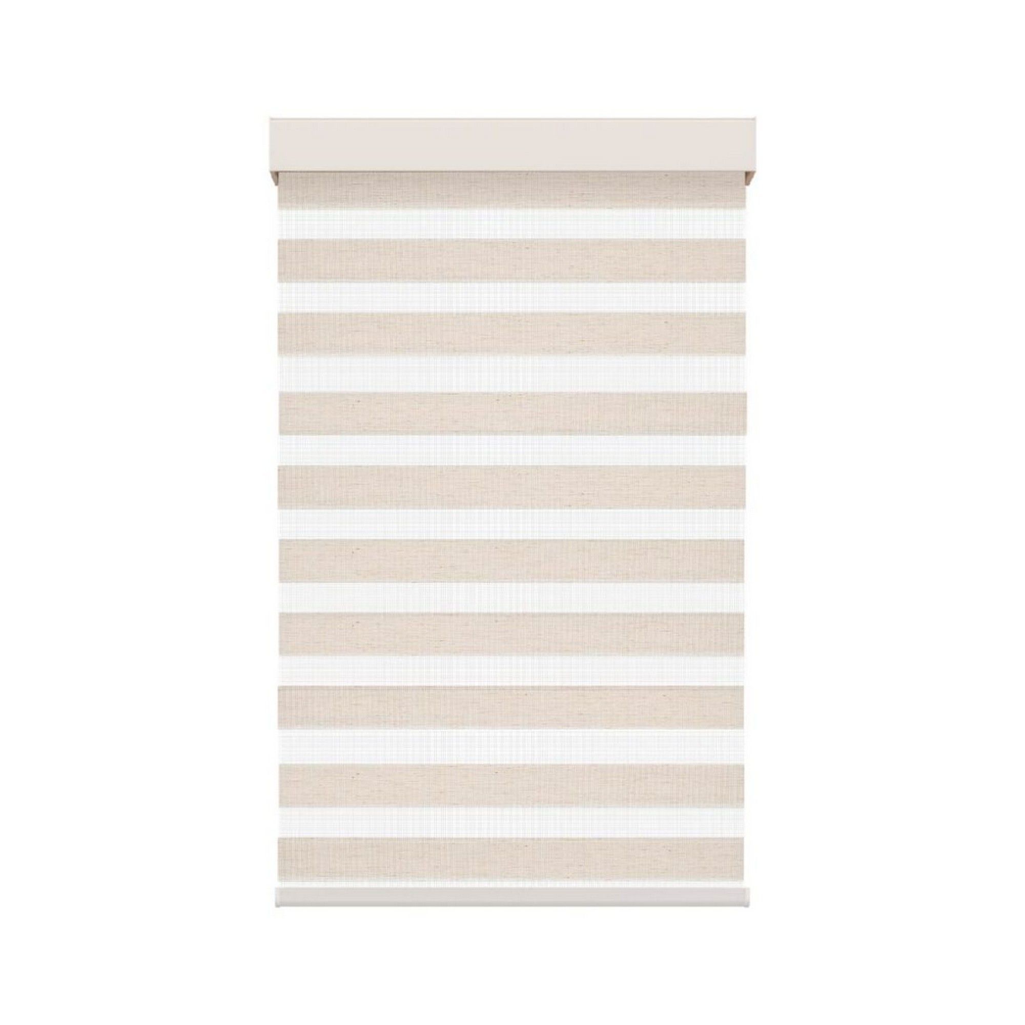 Toile alternée avec cantonière carrée, sans cordon, beige effet lin, 48" x 72"