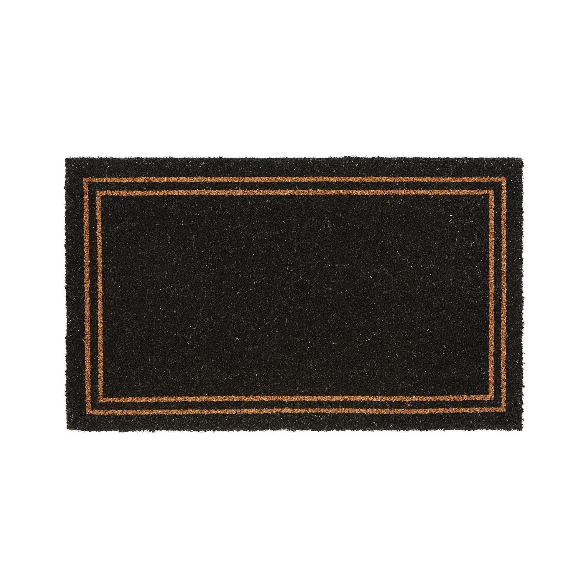 Tapis en coco à bordure beige, noir, 18" x 30"
