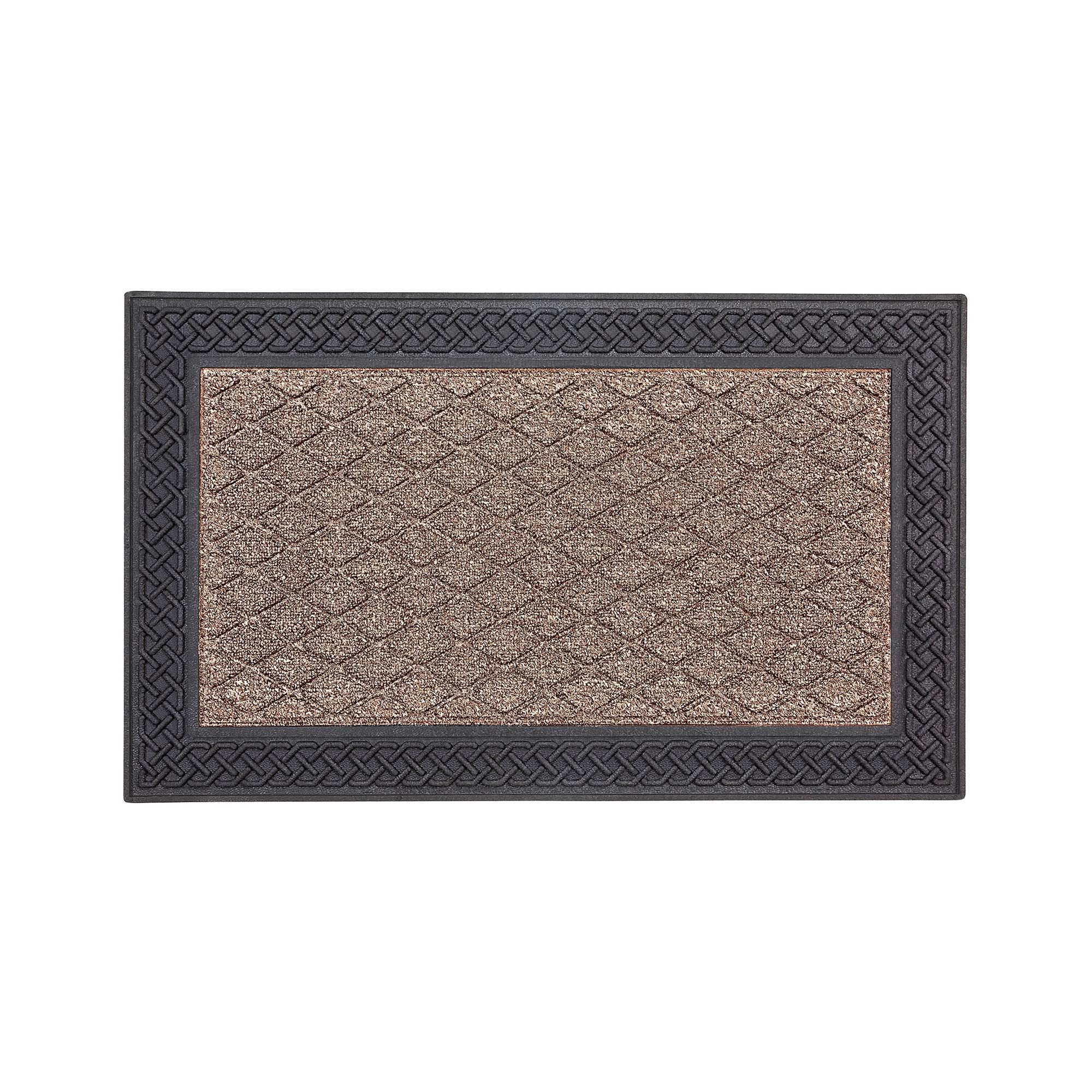 Tapis à bords en caoutchouc, noir et taupe, 18" x 30"