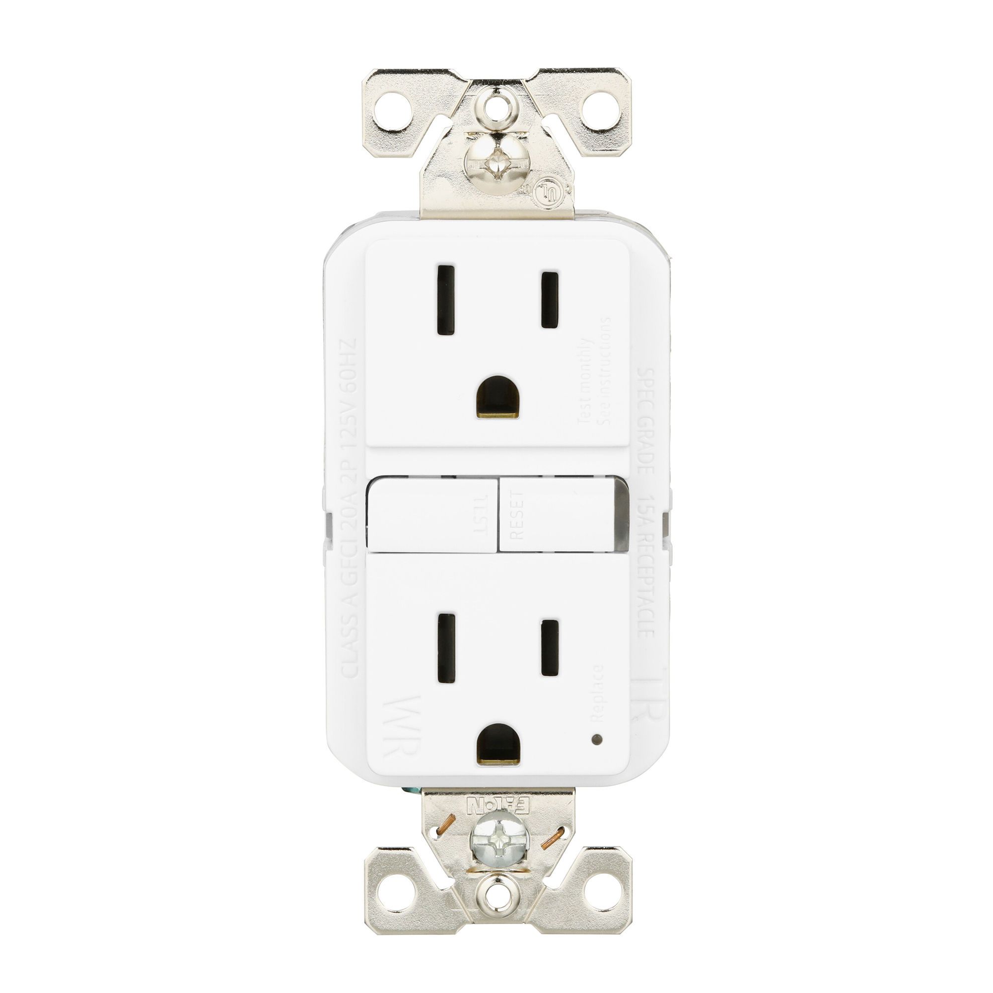 Prise double inviolable, DDTF, blanc, 15 A, 125 V