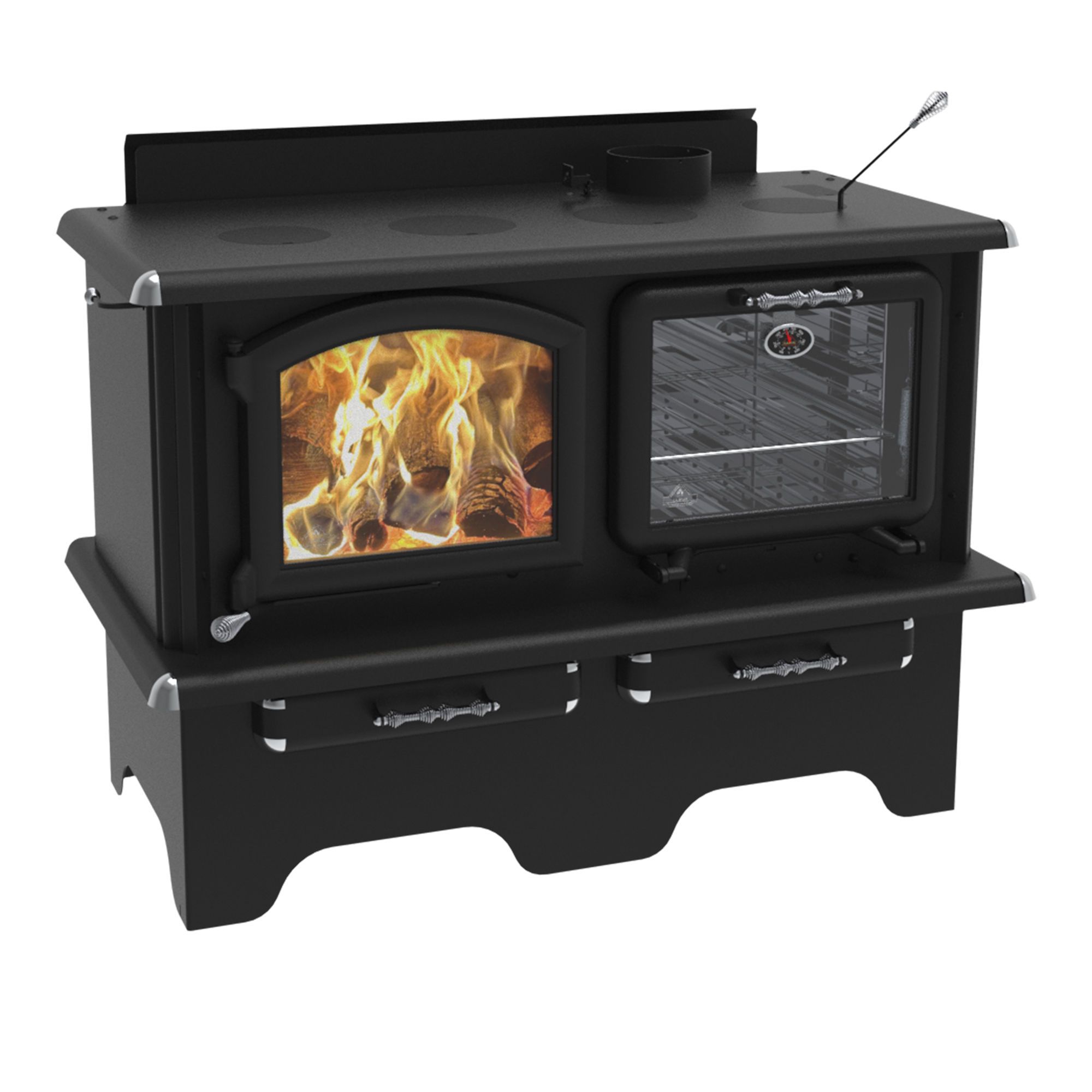 Cuisinière au bois, Exo, noir, H/E