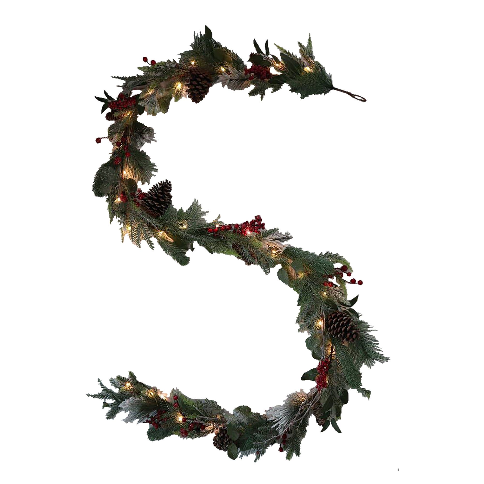 Guirlande décorée prééclairée, 9'