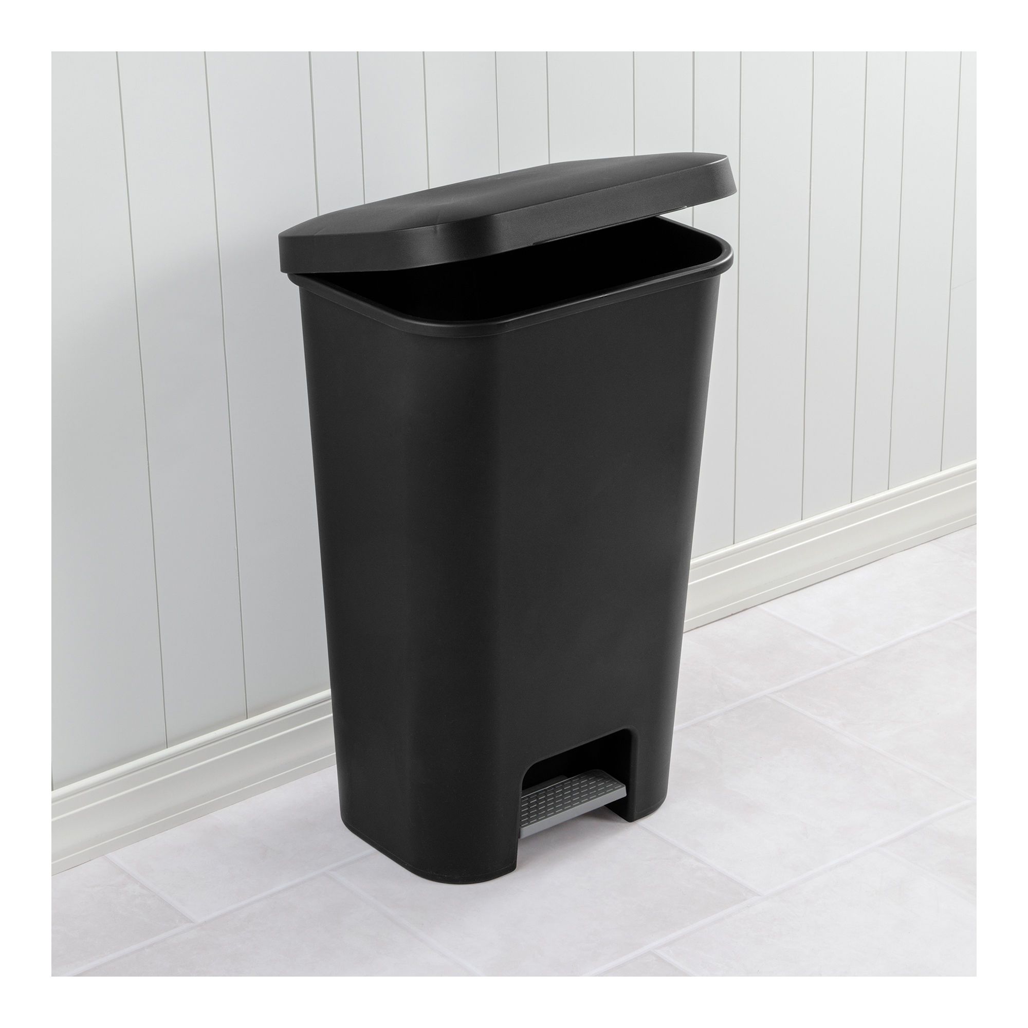 Poubelle à pédale, noir mat, 45 l