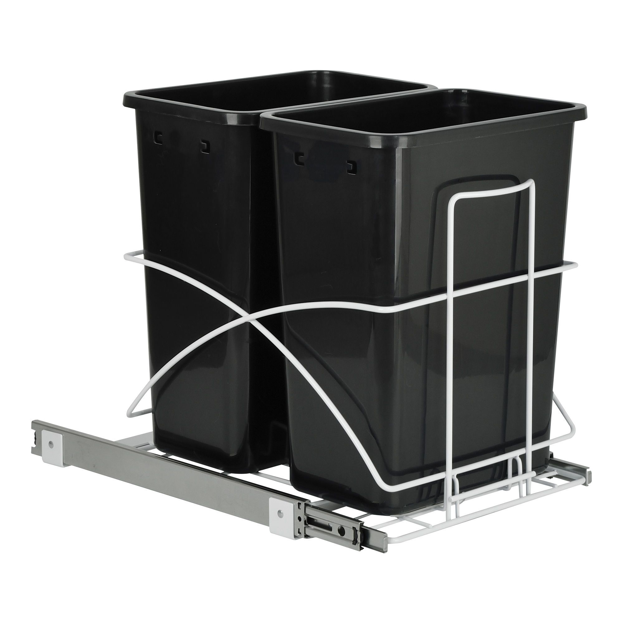 Poubelle coulissante, 2 x 29 l, 20" x 14,5" x 19,5"