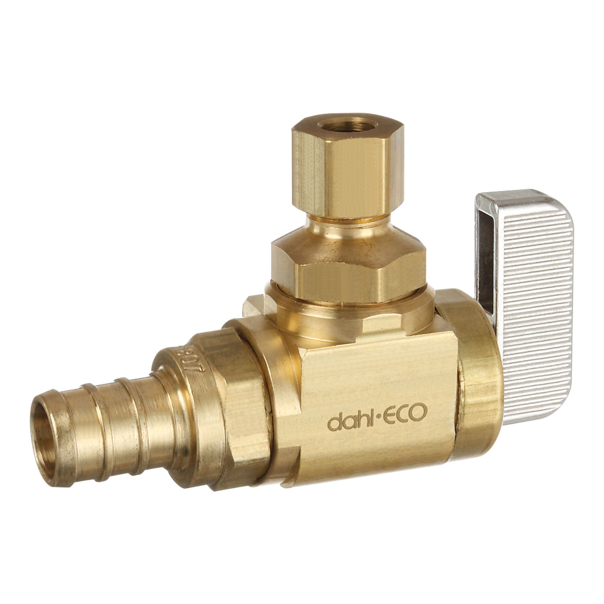 Valve 1/2 Crimpex x 1/4 OD - Angle - Brass from DAHL VALVE LIMITED