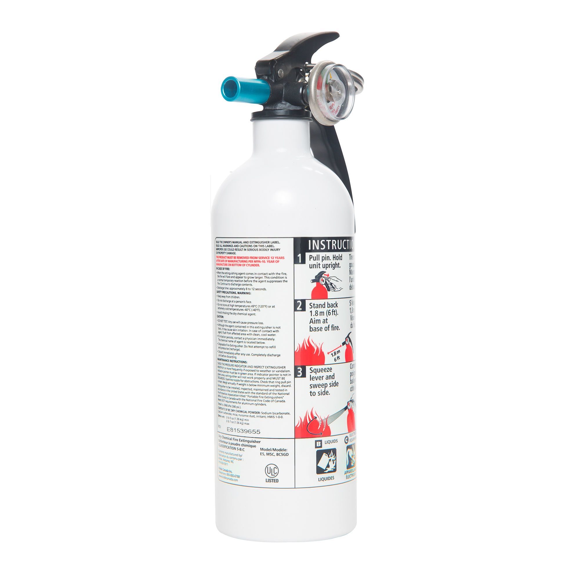 Extincteur, cuisine/garage, 5 - B:C, blanc