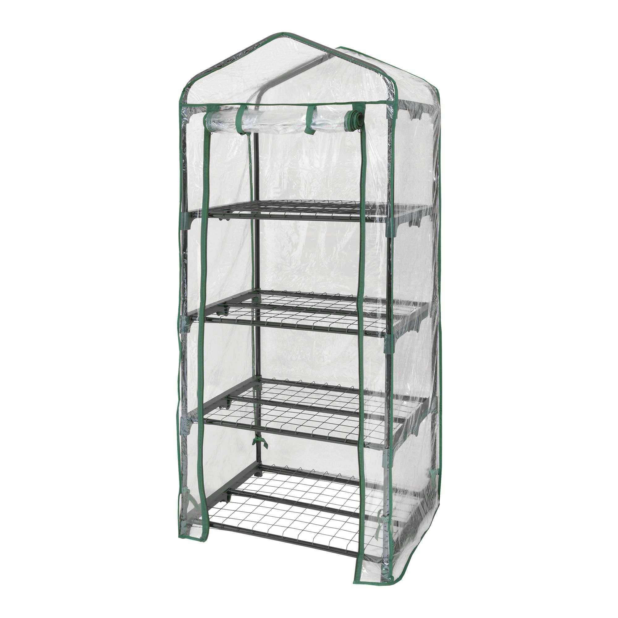 Mini-serre, 4 niveaux, vert, 23,6" x 17,7" x 57"
