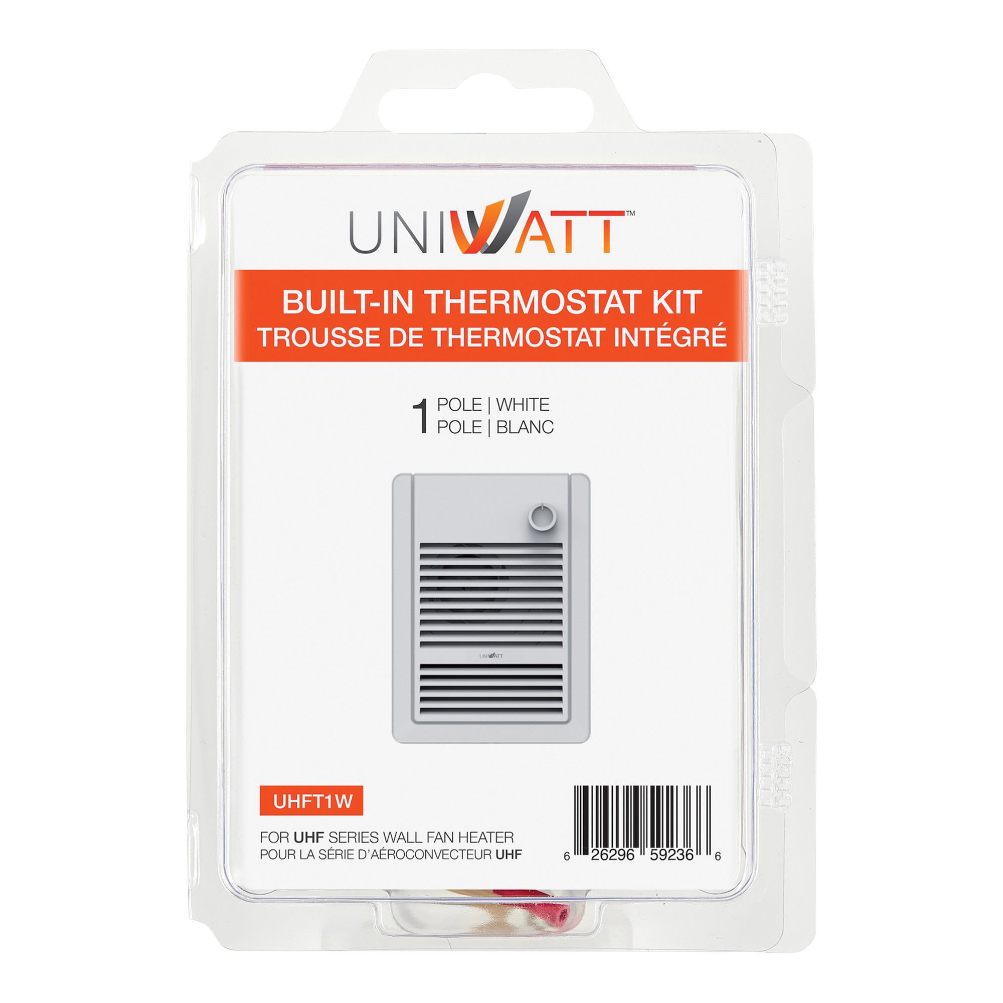 Thermostat intégré pour aéroconvecteur UHF, 1 pôle, blanc, 120 V - 347 V