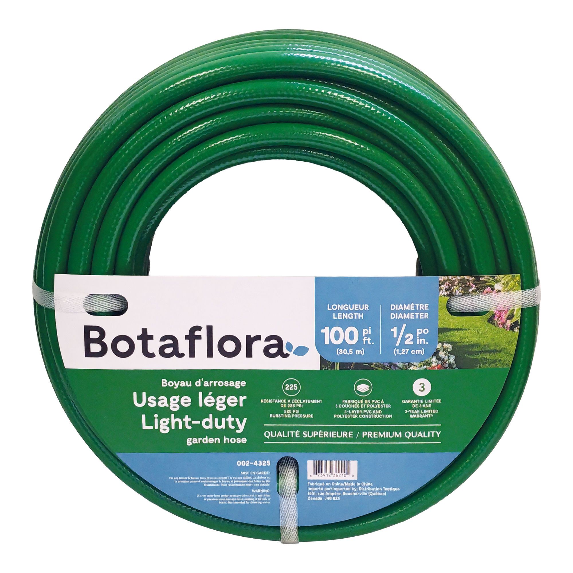 Boyau d’arrosage, usage léger, vert, 1/2" x 100’
