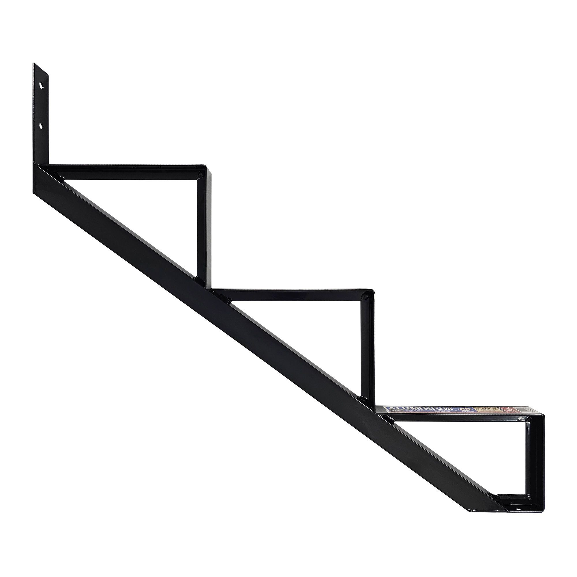 Limon de marche, aluminium, 3 marches, noir, 30"