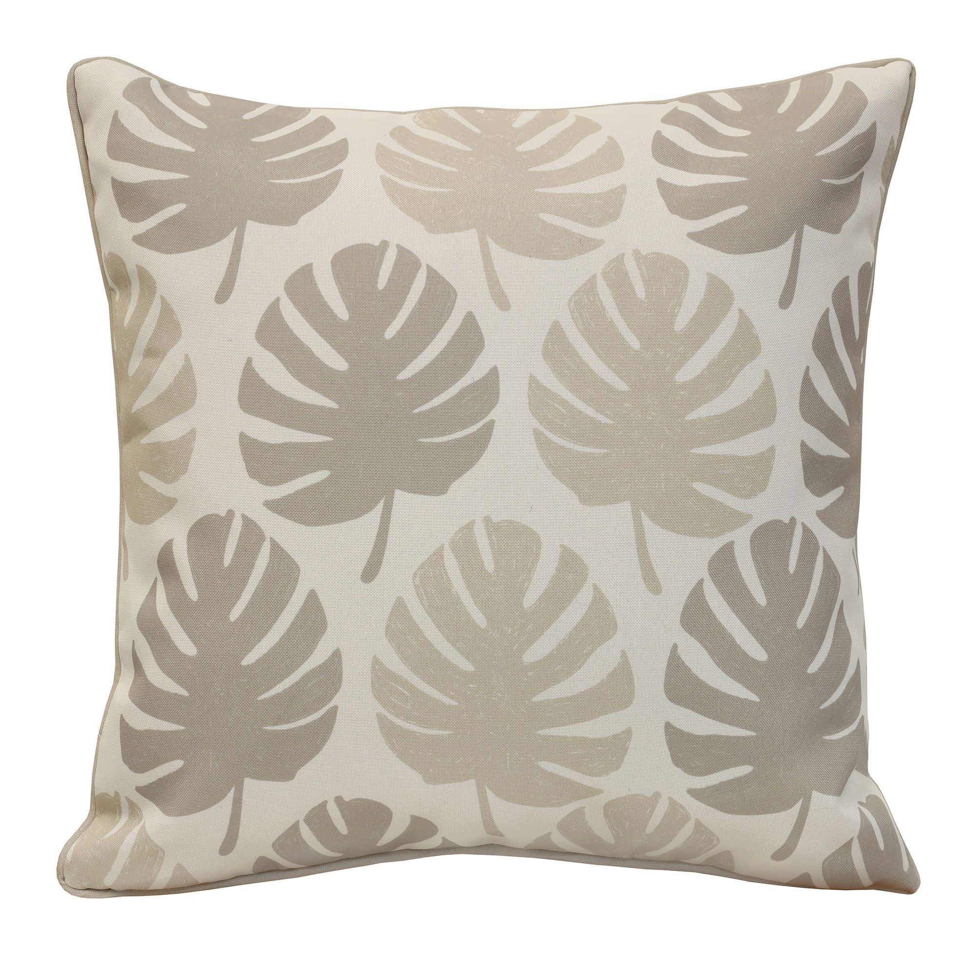 Coussin d'extérieur, palmier, taupe, 18" x 18"