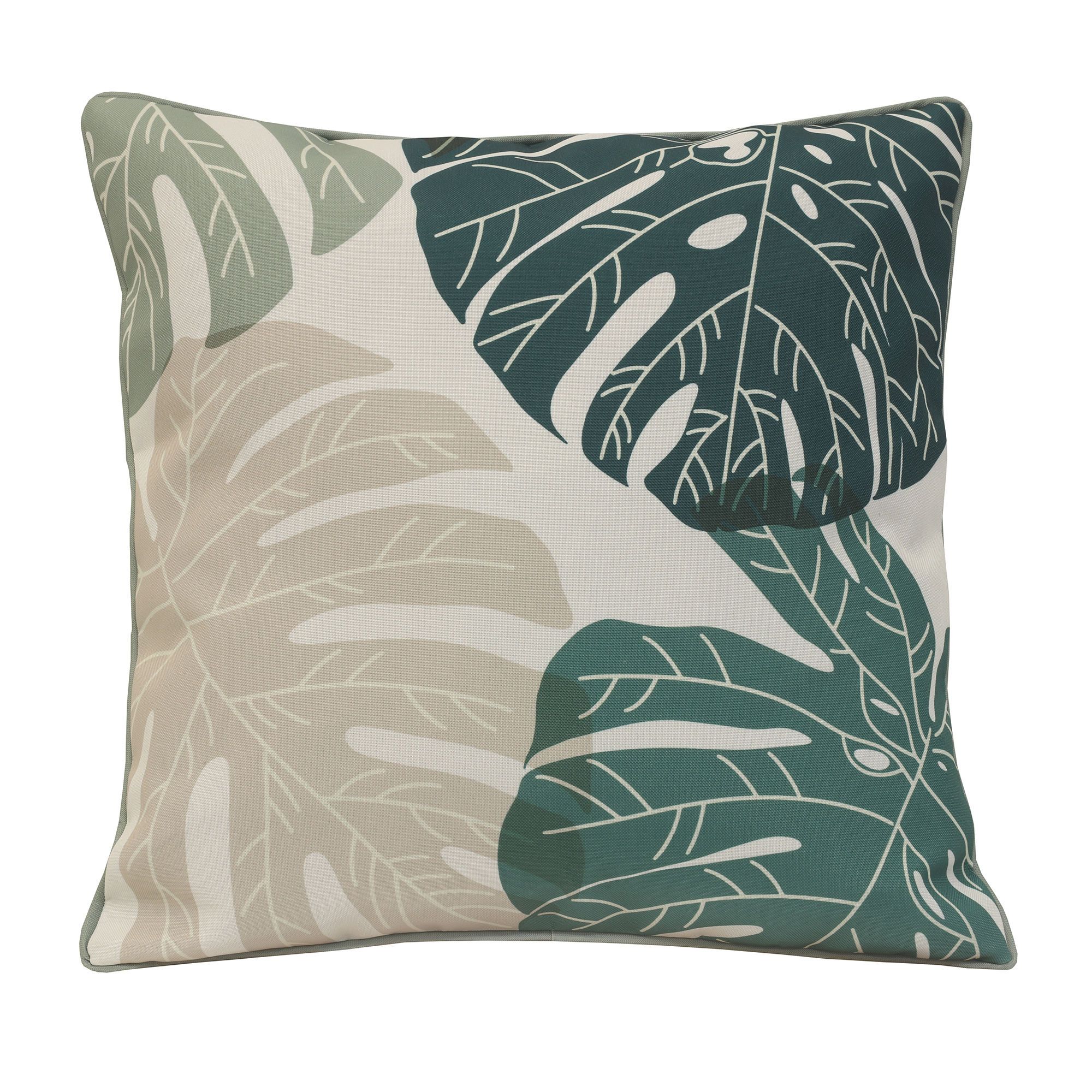 Coussin d'extérieur, palmier, sauge, 18" x 18"