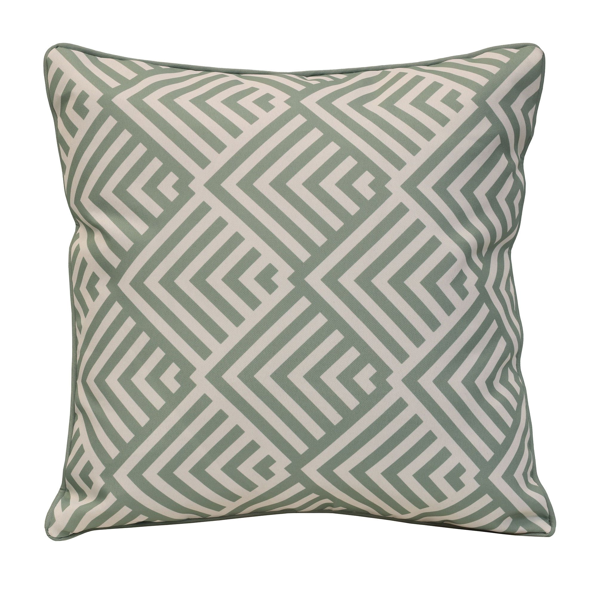 Coussin d'extérieur, motif géométrique, sauge, 18" x 18"