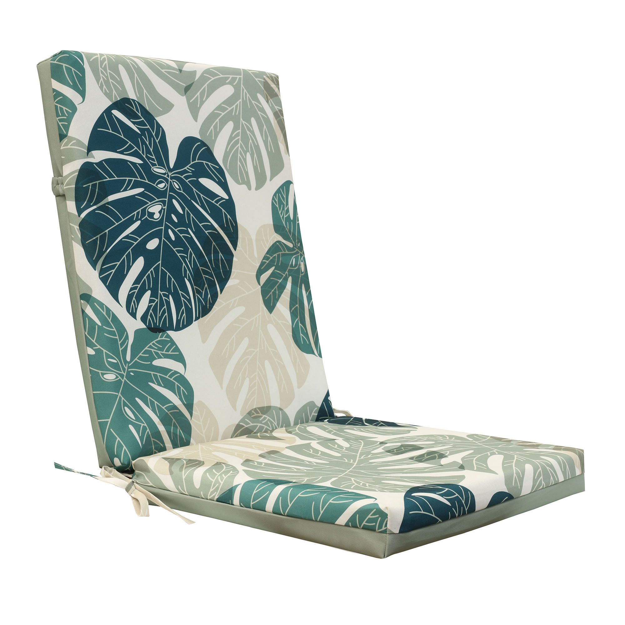 Coussin de dossier haut, palmier, sauge, 19" x 42"