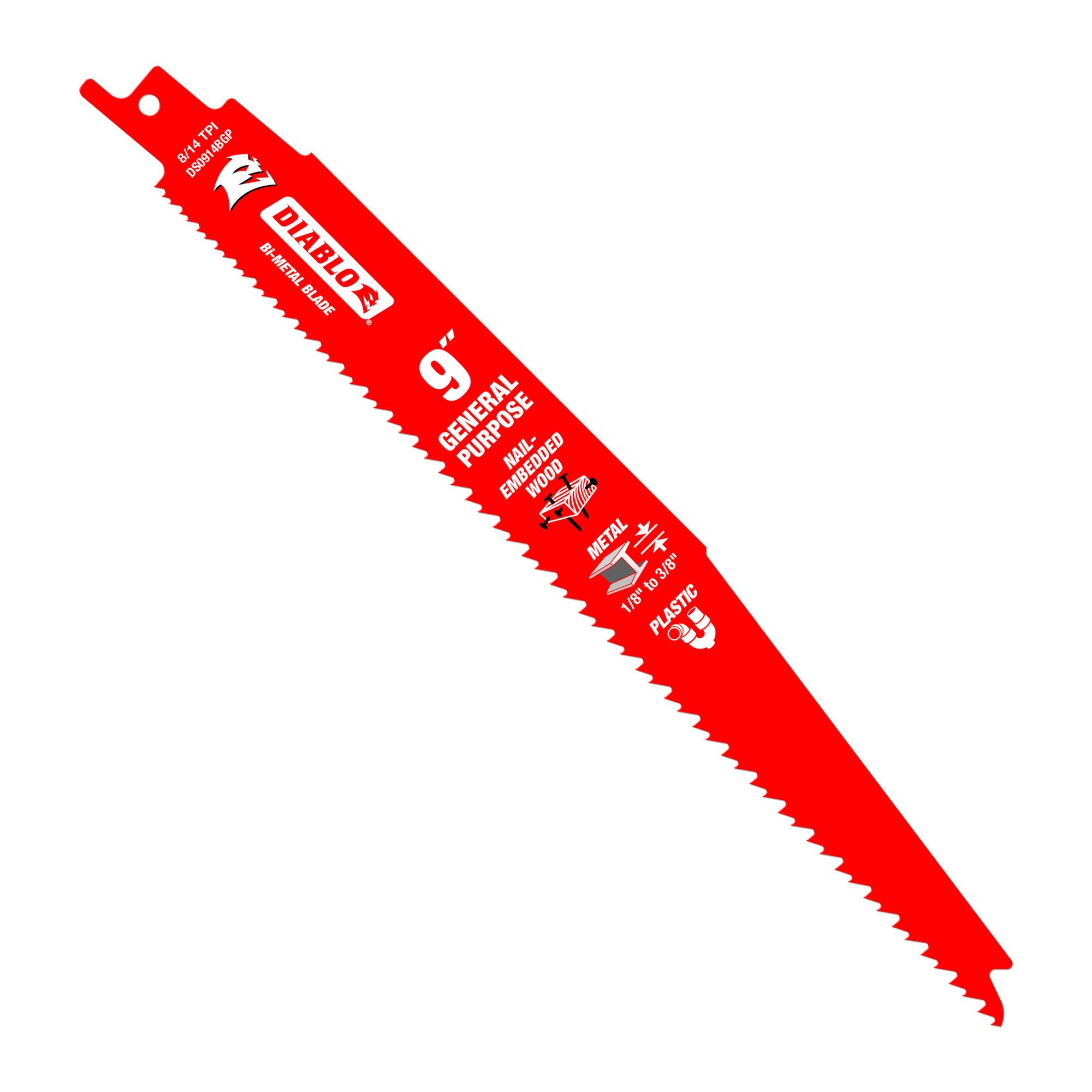 Lame de scie alternative, 9", bi-métal, 8/14 DPP, tout usage, 25/pqt