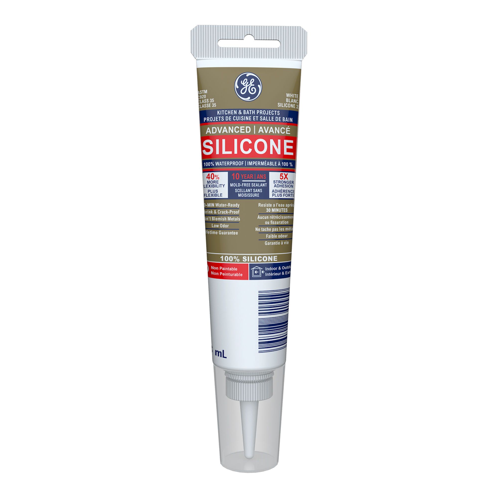 Silicone pour cuisine et salle de bain, blanc, 82,8 ml
