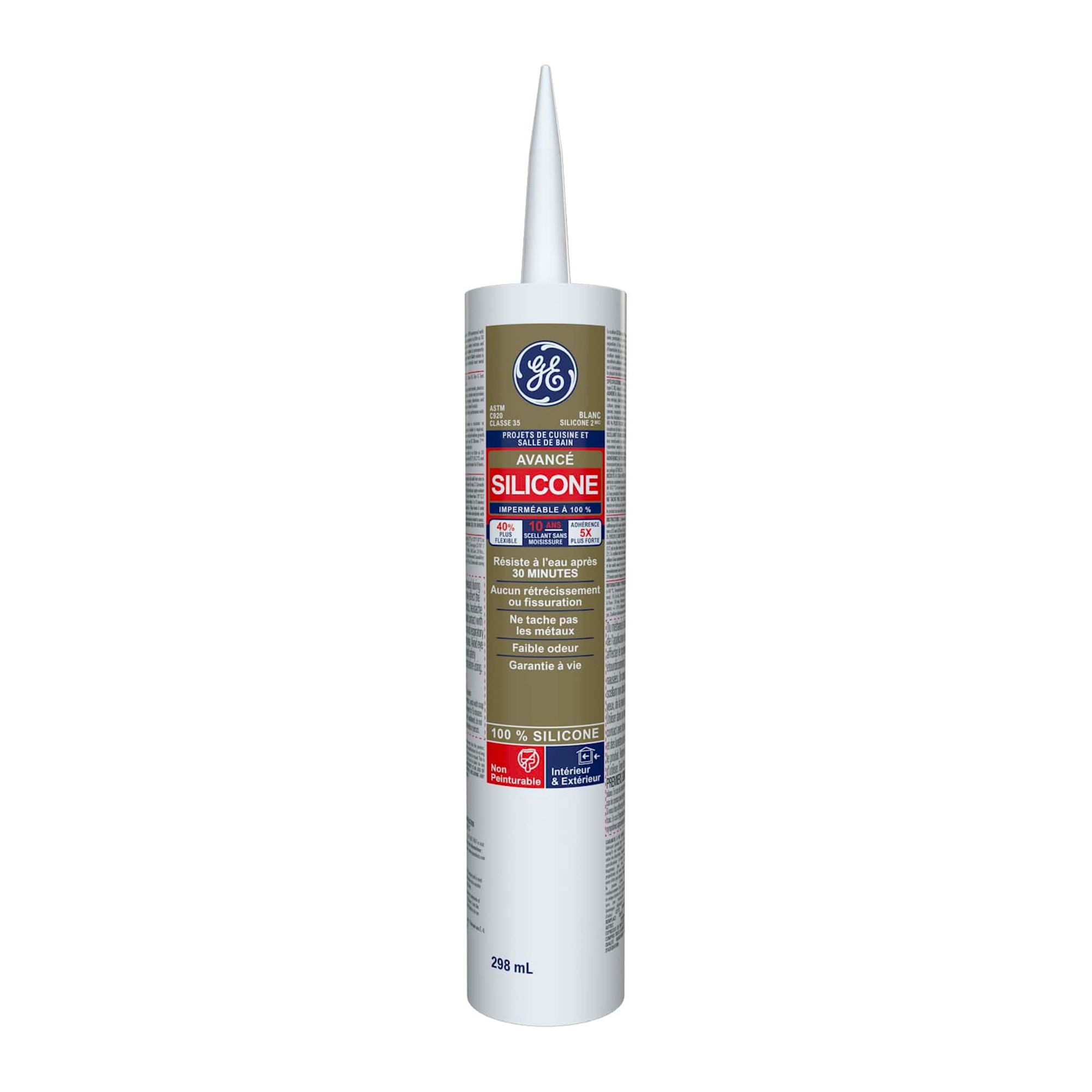 Silicone pour cuisine et salle de bain, blanc, 298 ml