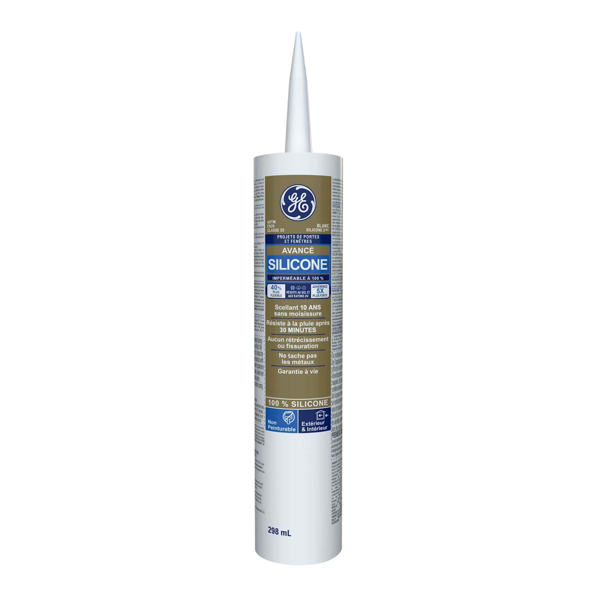 Silicone pour portes et fenêtres, blanc, 298 ml