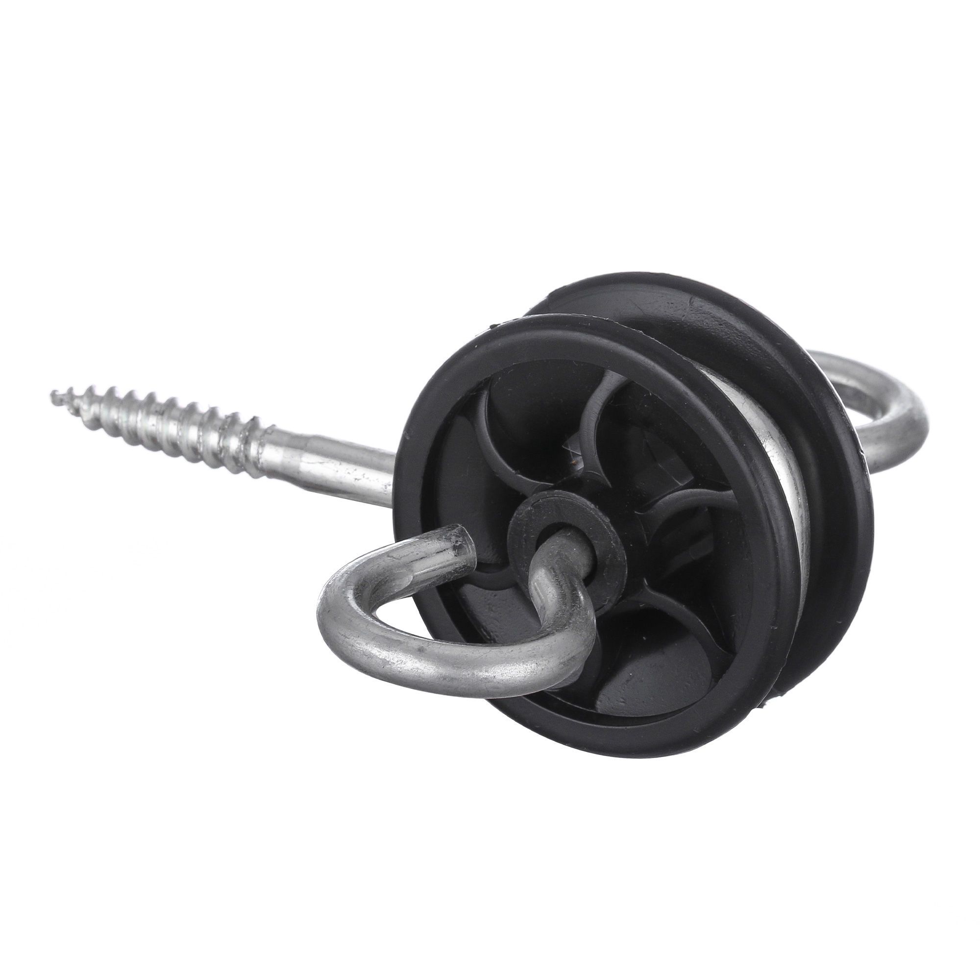 Isolateur à double ancrage, pour poteau en bois, noir, 2/pqt