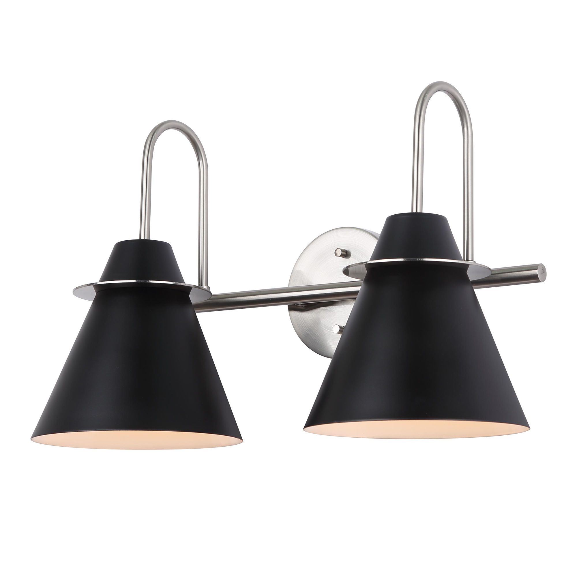 Applique murale de vanité, 2 lumières, Piana, noir-nickel, 18"