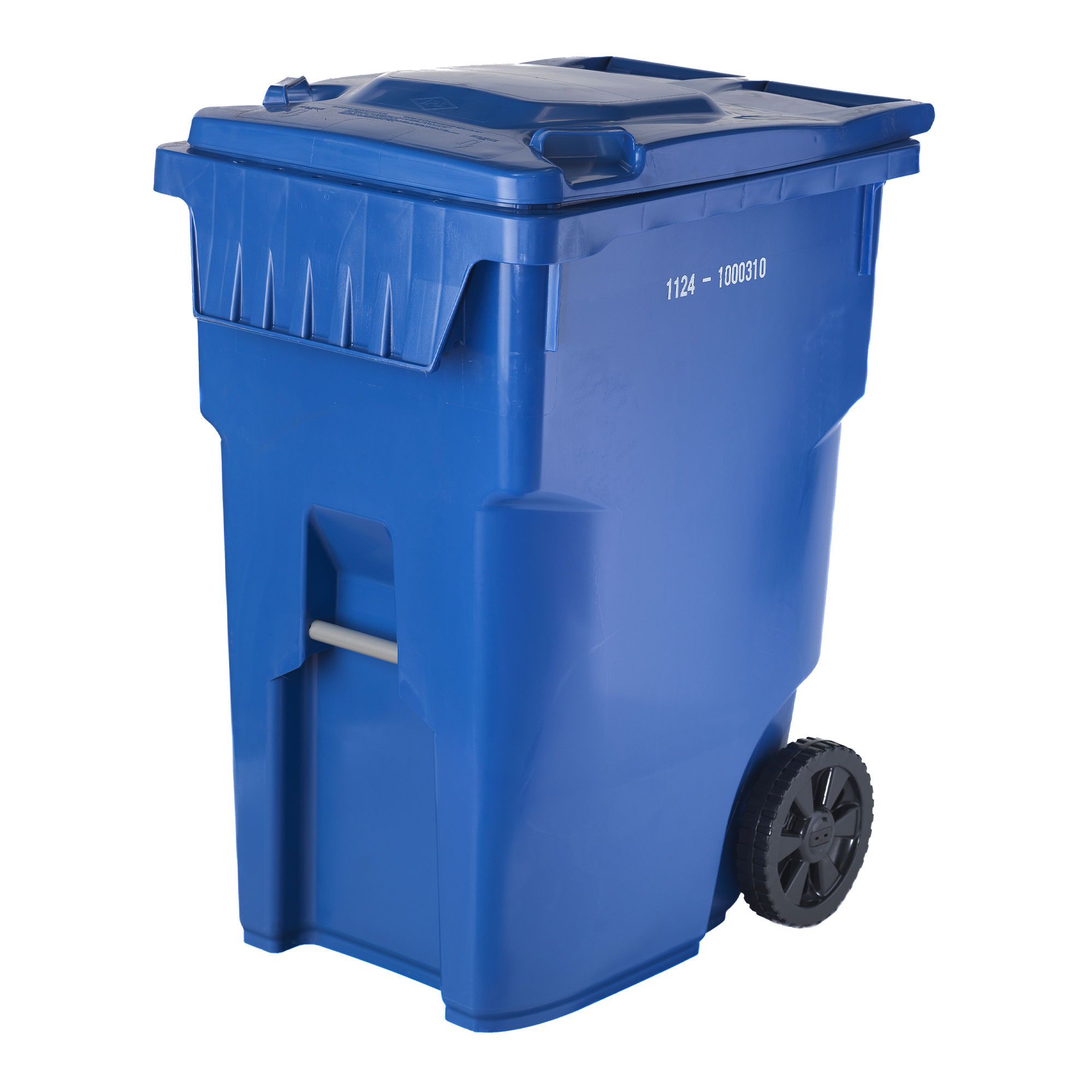 Bac roulant bleu avec prise américaine, roues de 10 po, 360 L