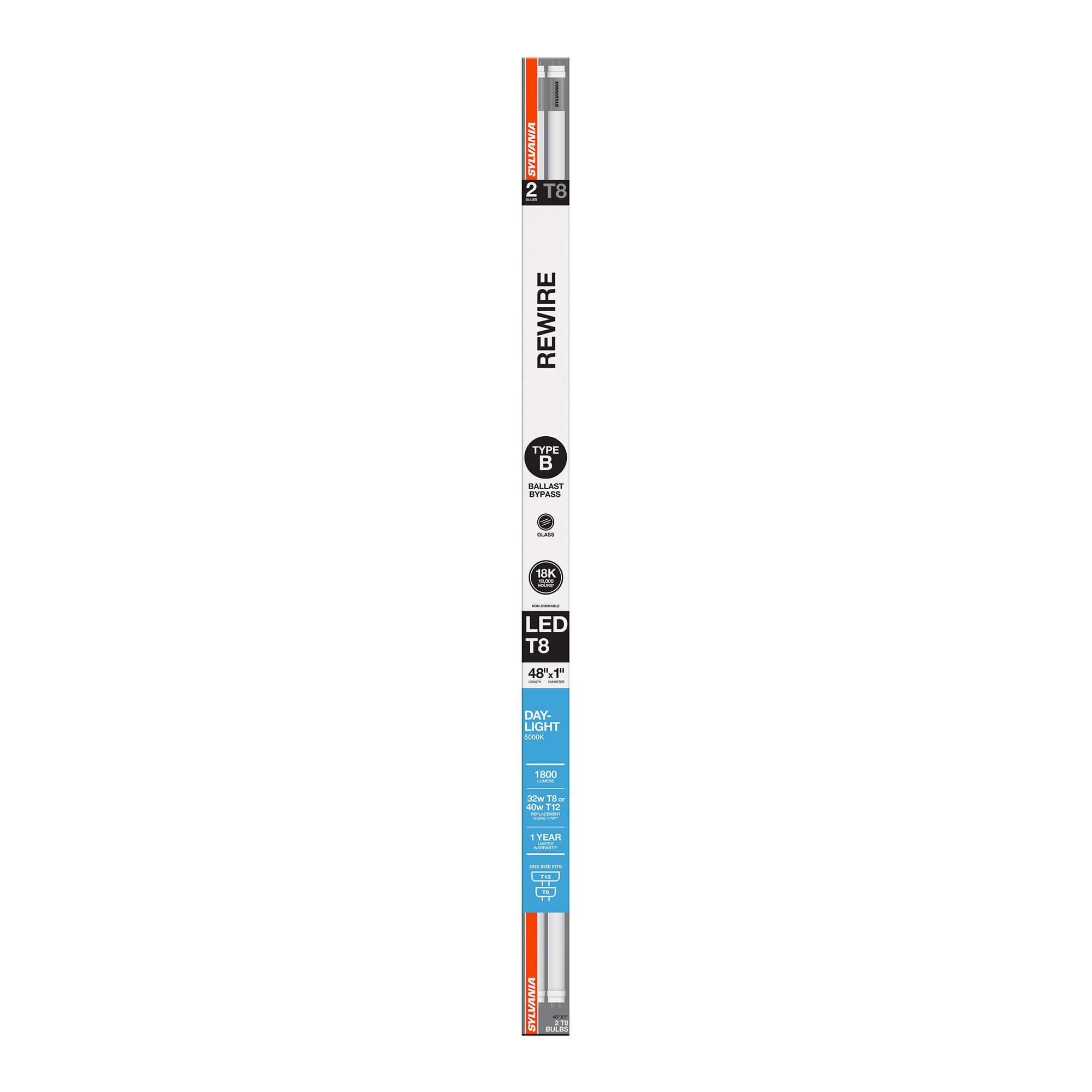 Tube à DEL T8, recâblage type B, blanc froid, 15 W, 48 po, paq. de 2