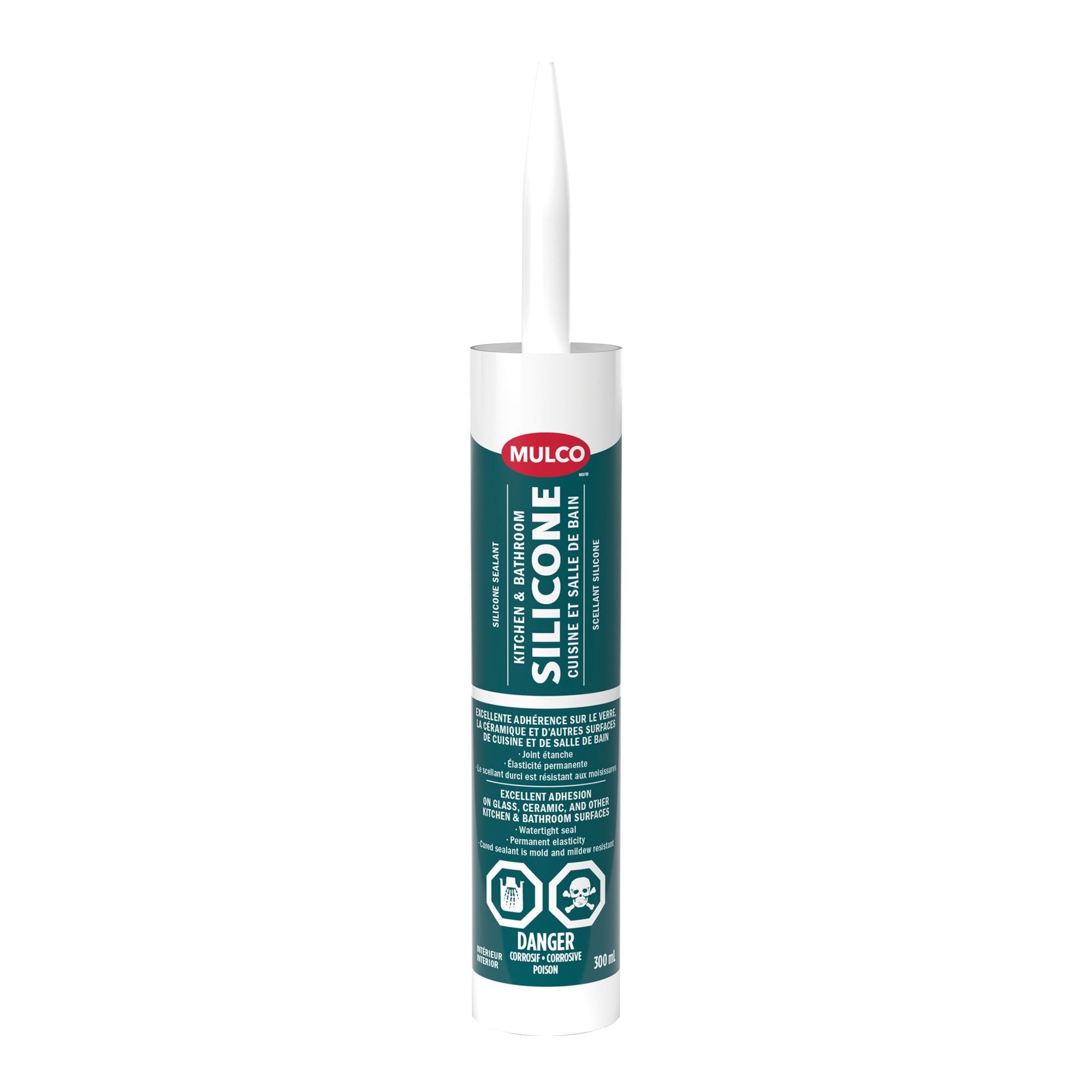 Scellant silicone, cuisine et salle de bain, 300 ml, blanc