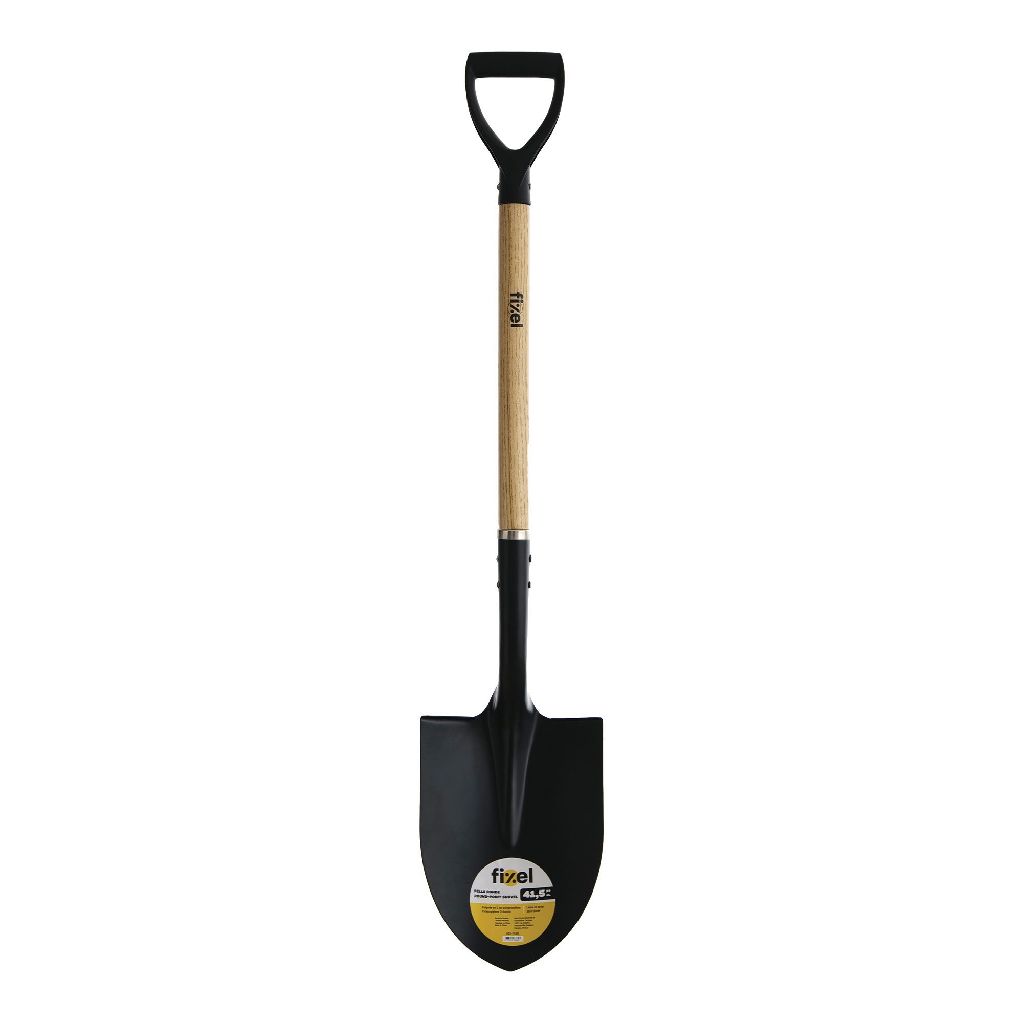 Pelle à bout rond, poignée en D, manche 41,5", lame acier noire