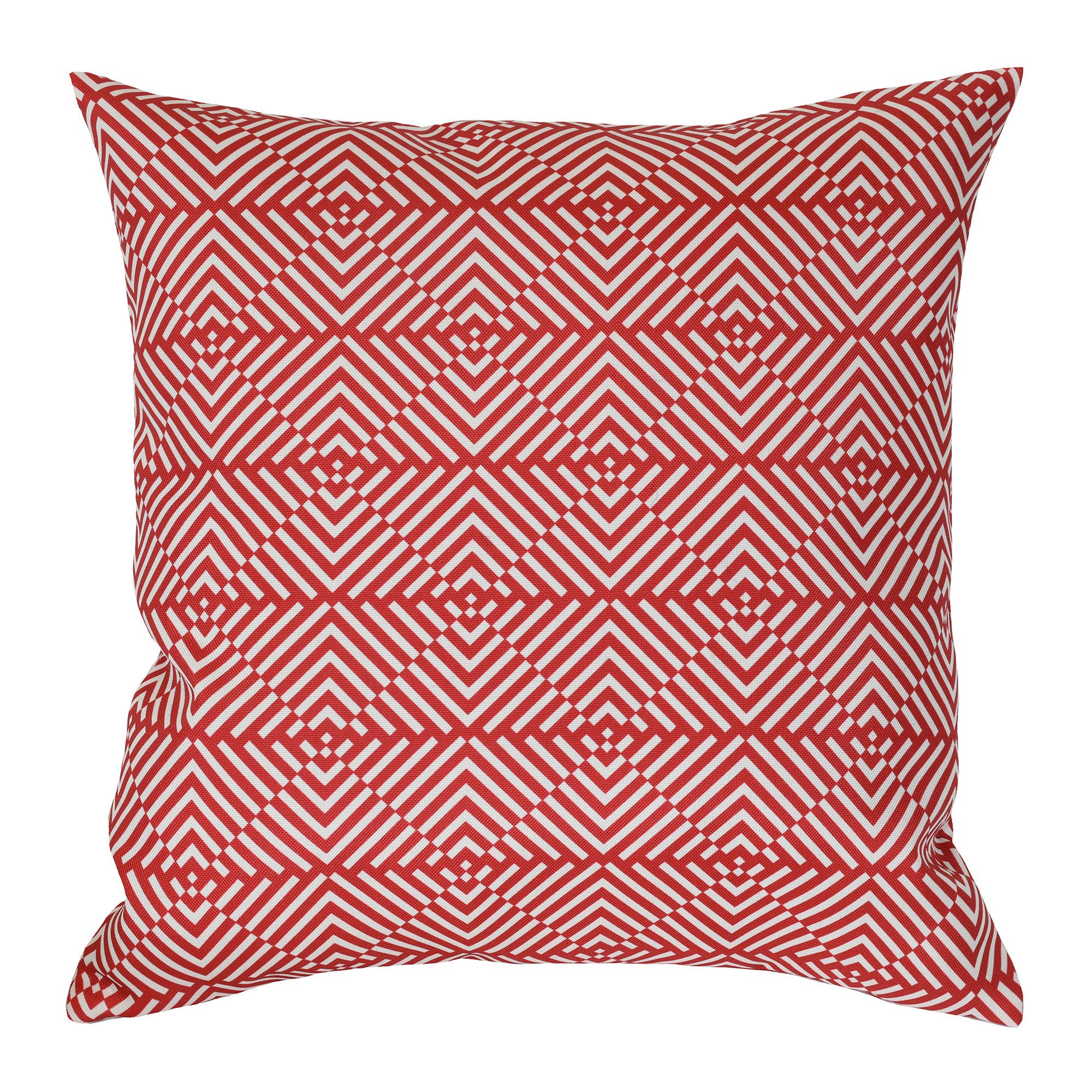 Coussin d’extérieur, motif géométrique, 16" x 16", terracotta