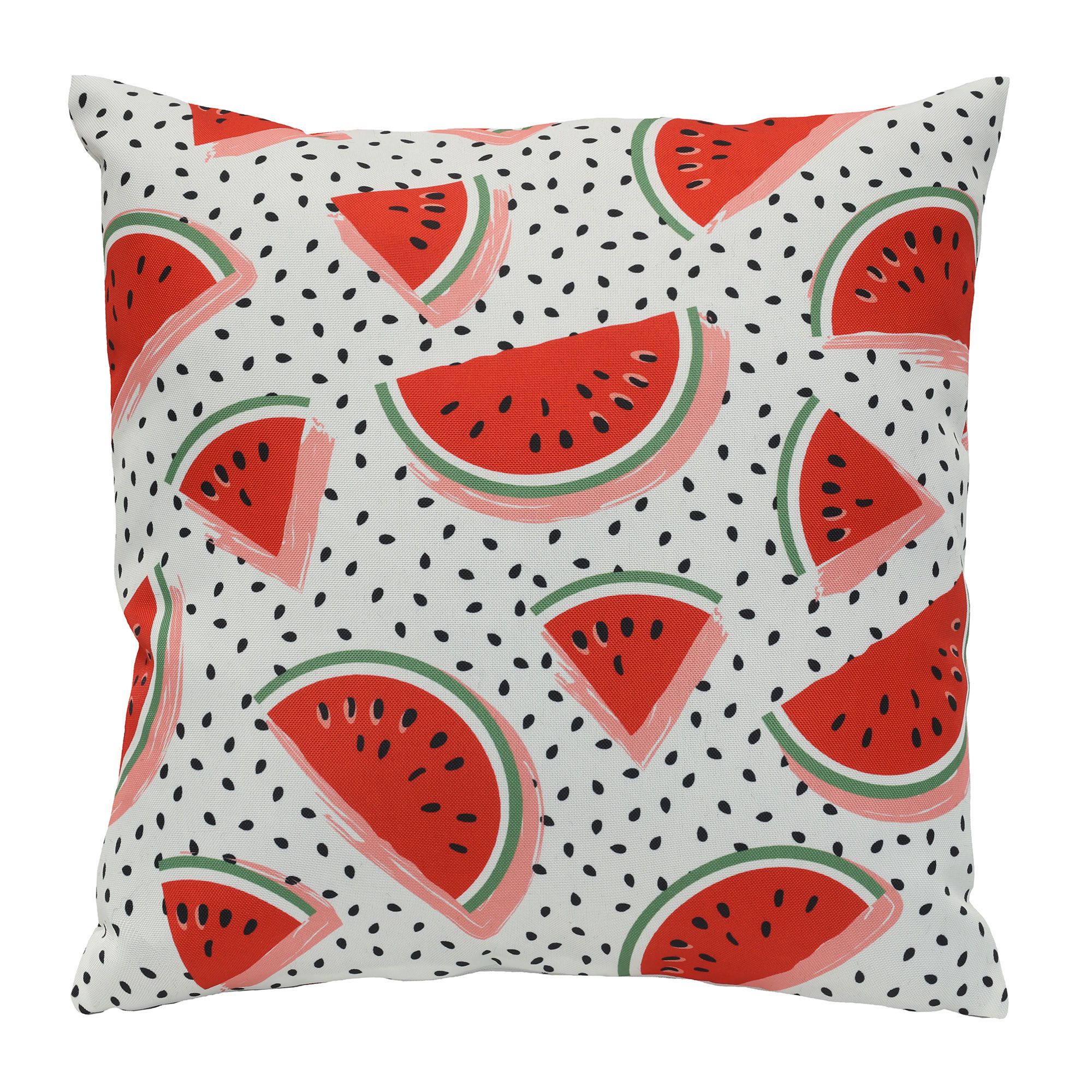 Coussin d'extérieur, motif pastèque, 16" x 16"