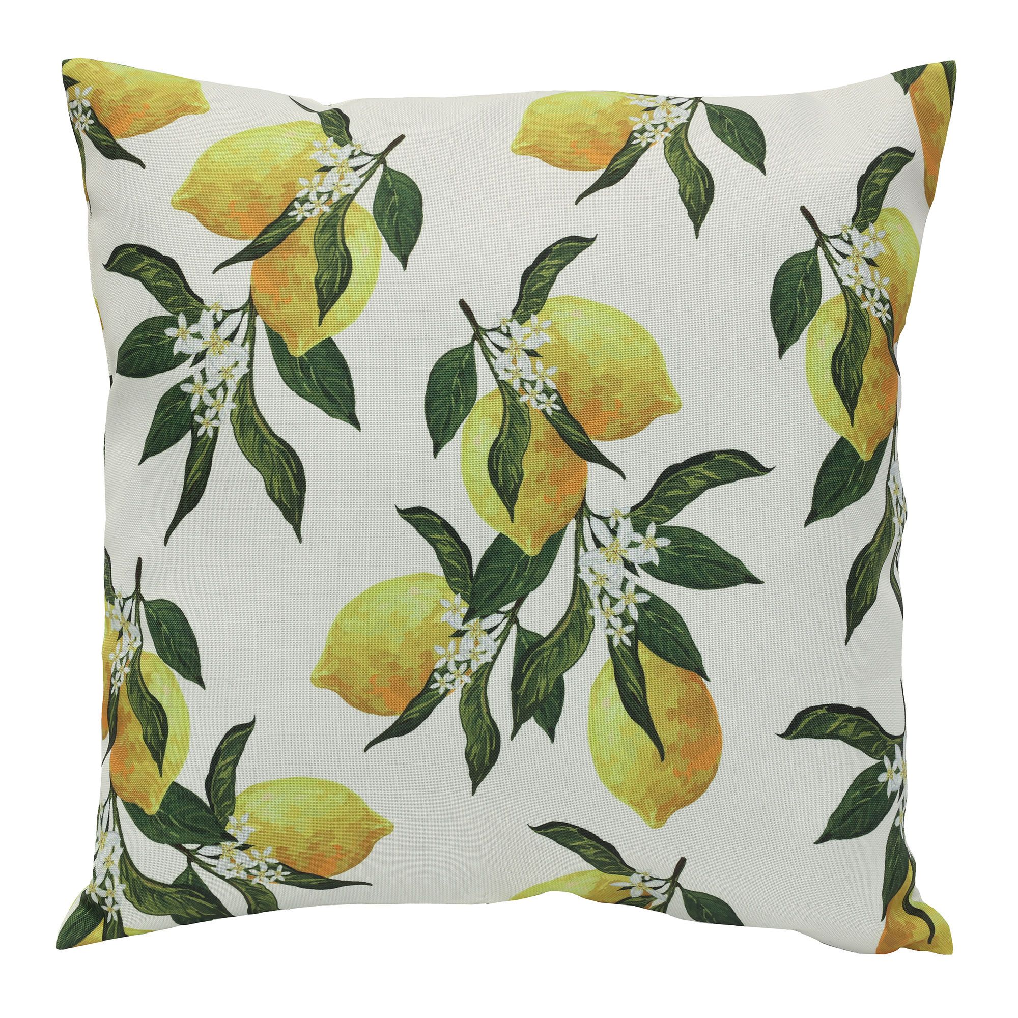 Coussin d'extérieur, motif citron, 16" x 16"
