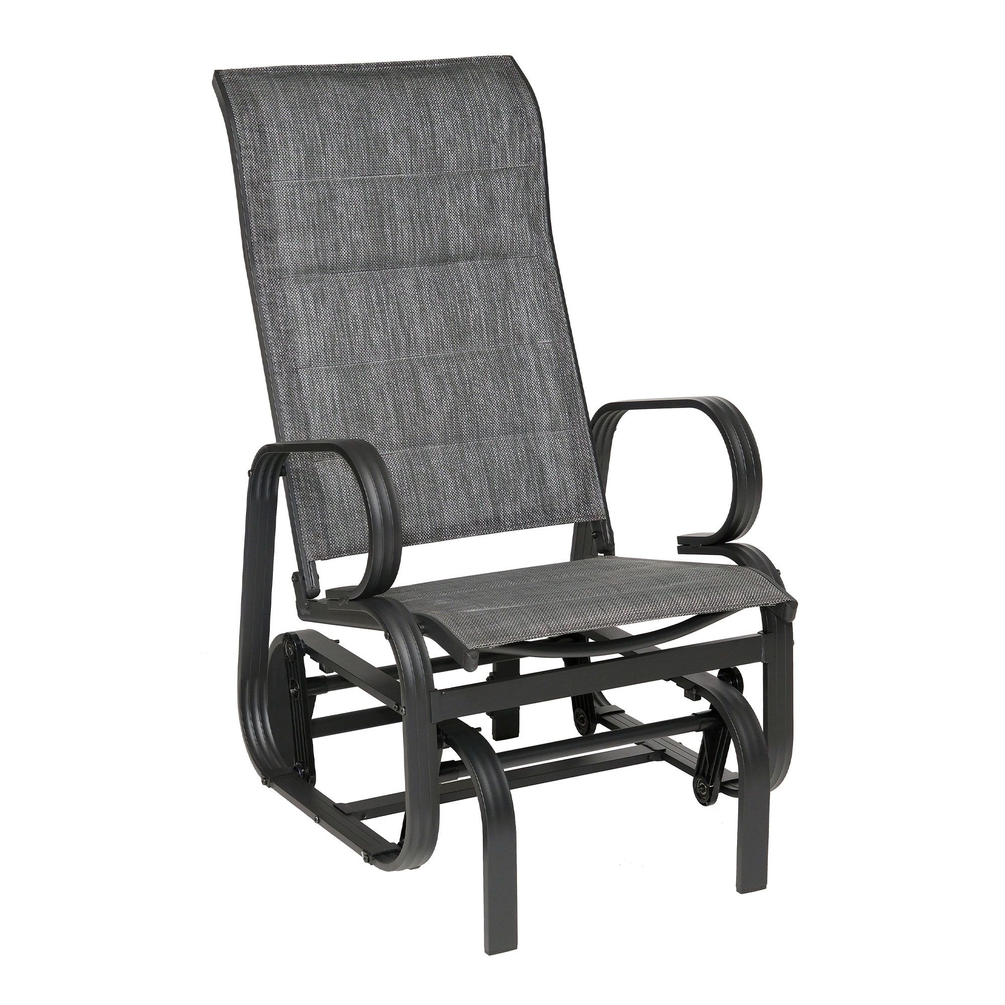 椅子 DRY DRY Calais Single Glider Chair - Aluminum Frame - Padded - Dark Grey